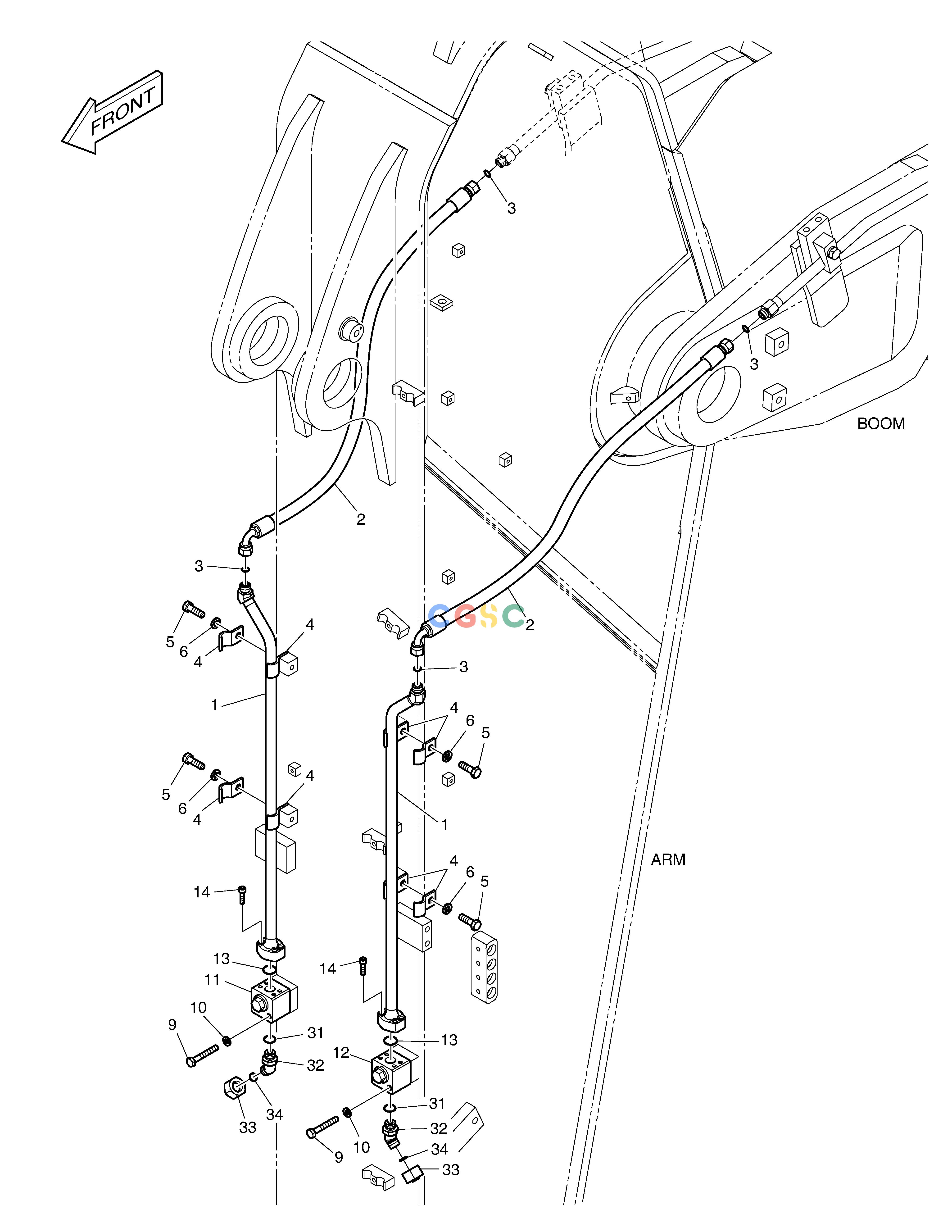 斗山零件查询ARM PIPING - ROTATING (ARM 2.9m) DX530LC-5(S/N:10001~10006) Doosan parts catalog online
