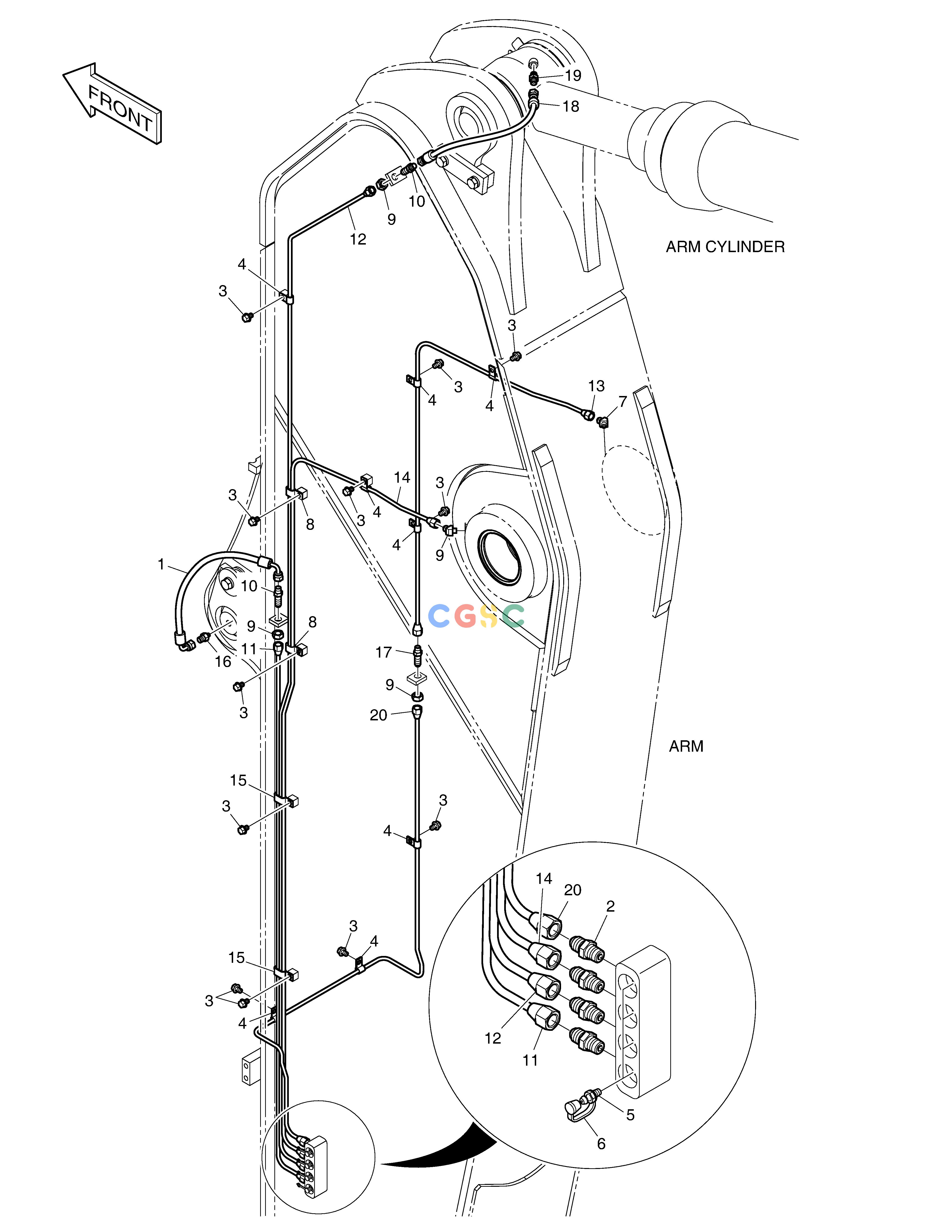 斗山零件查询LUBRICATION PIPING - ARM 3.98m DX530LC-5(S/N:10001~10006) Doosan parts catalog online