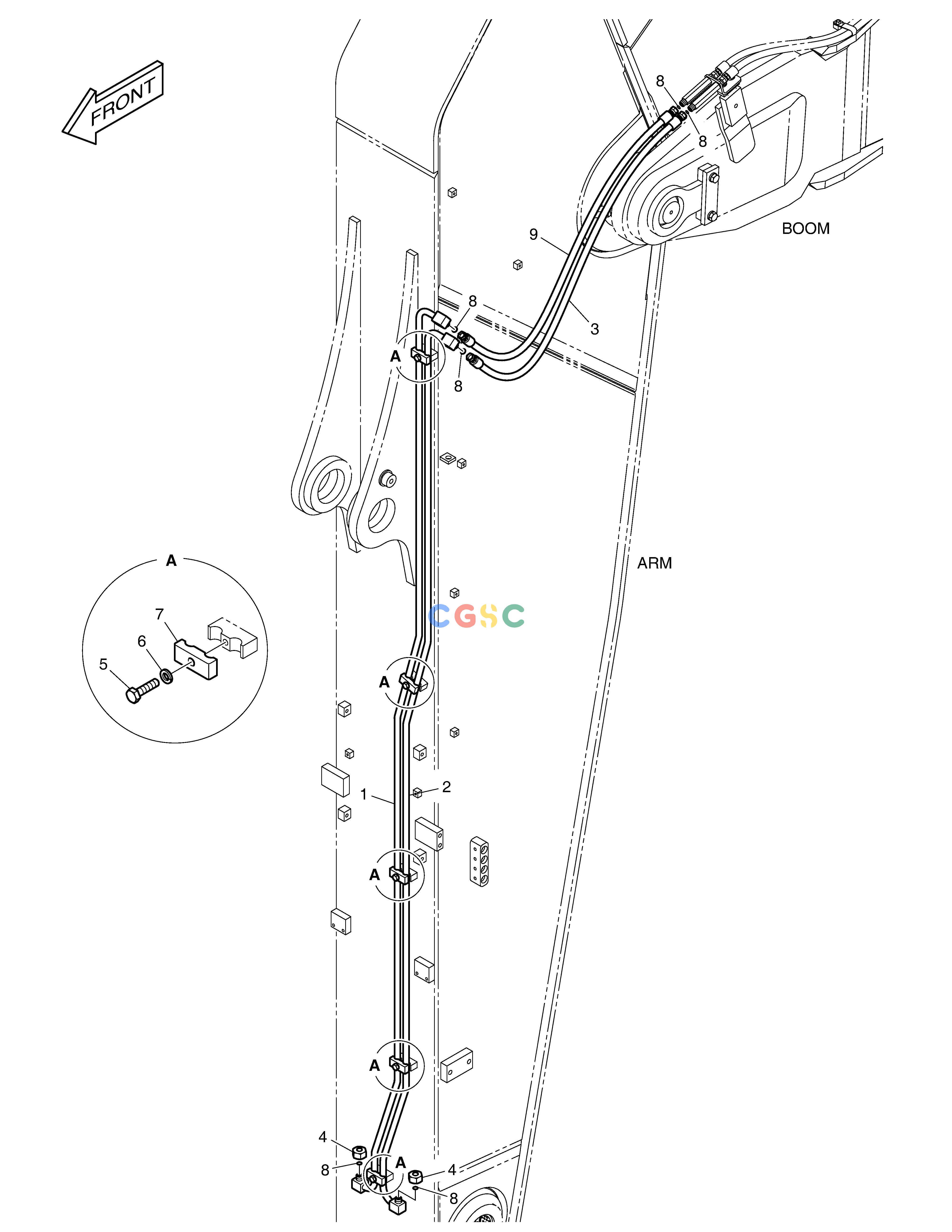 斗山零件查询ARM PIPING - QUICK FIT(ARM 3.98m) DX530LC-5(S/N:10001~10006) Doosan parts catalog online