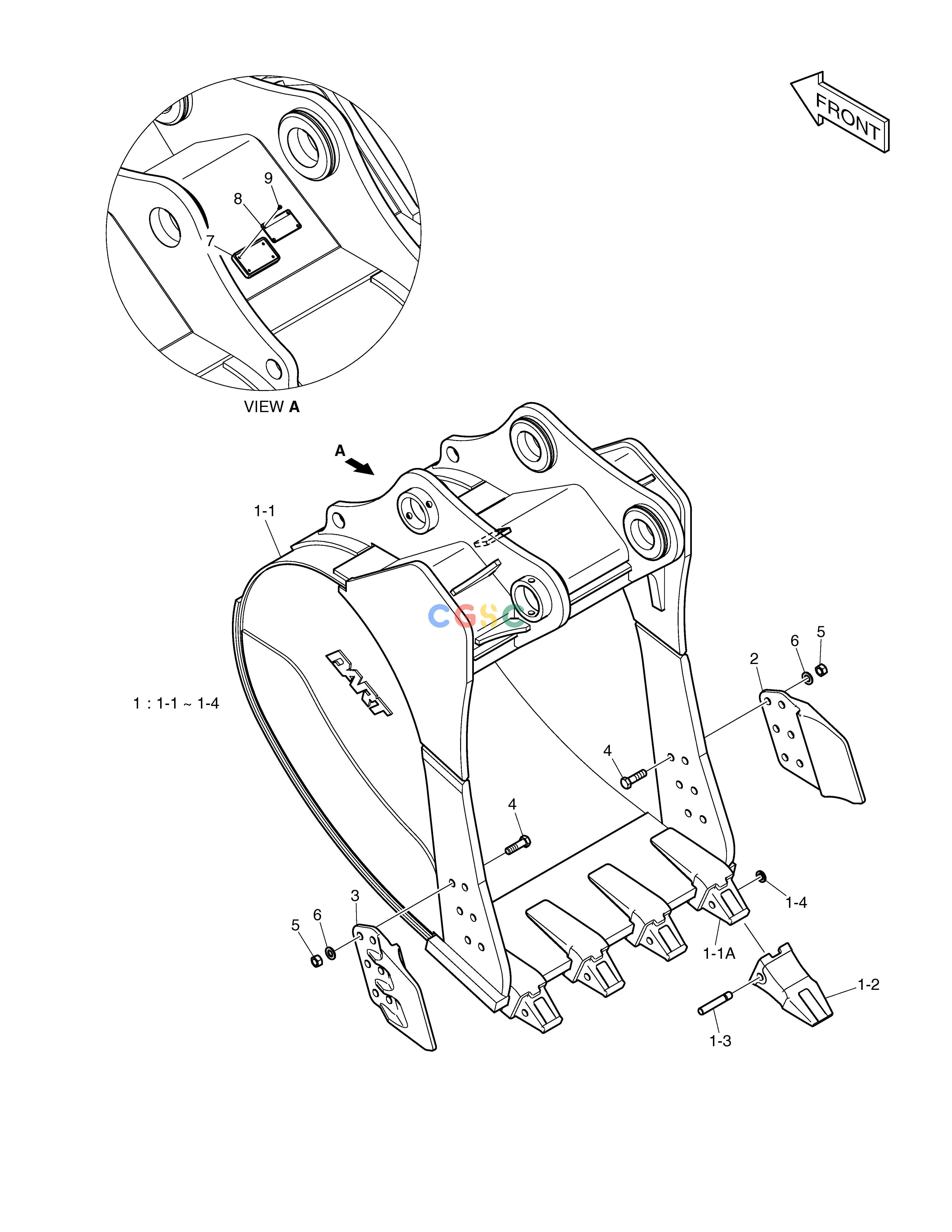 斗山零件查询BUCKET ASS'Y - 1.73m³ - HEAVY DUTY DX530LC-5(S/N:10001~10006) Doosan parts catalog online