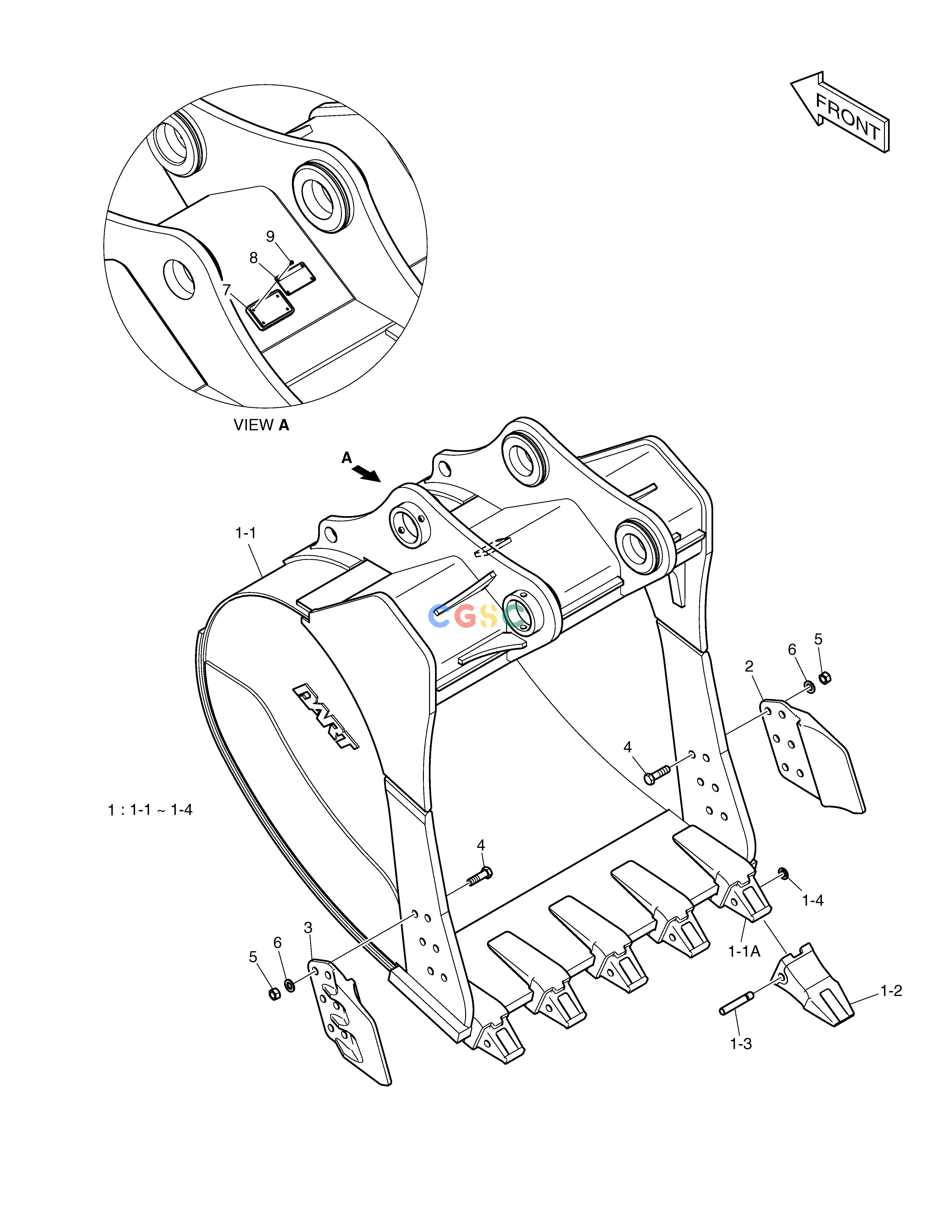 斗山零件查询BUCKET ASS'Y - 2.29m³ - HEAVY DUTY DX530LC-5(S/N:10001~10006) Doosan parts catalog online