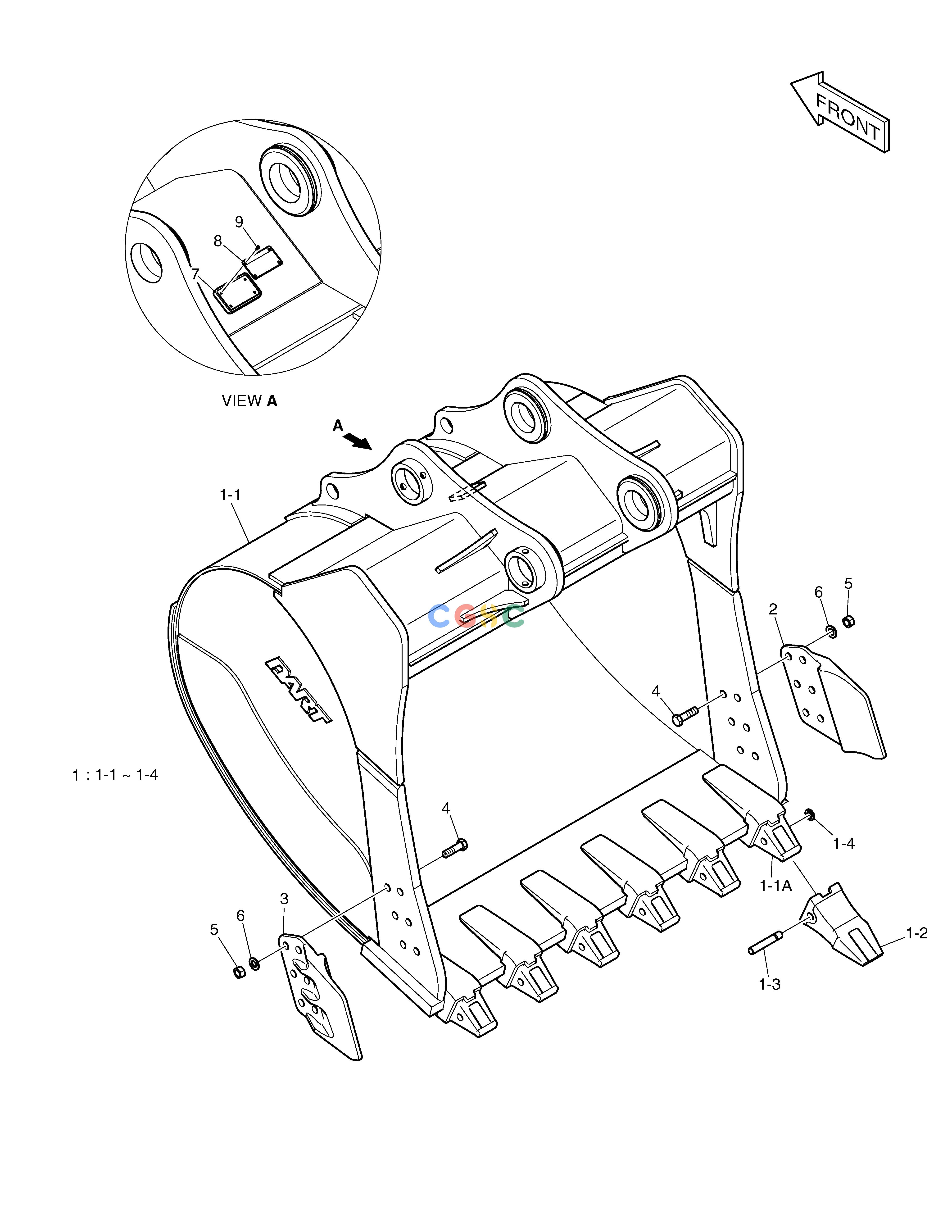 斗山零件查询BUCKET ASS'Y - 2.85m³ - HEAVY DUTY DX530LC-5(S/N:10001~10006) Doosan parts catalog online