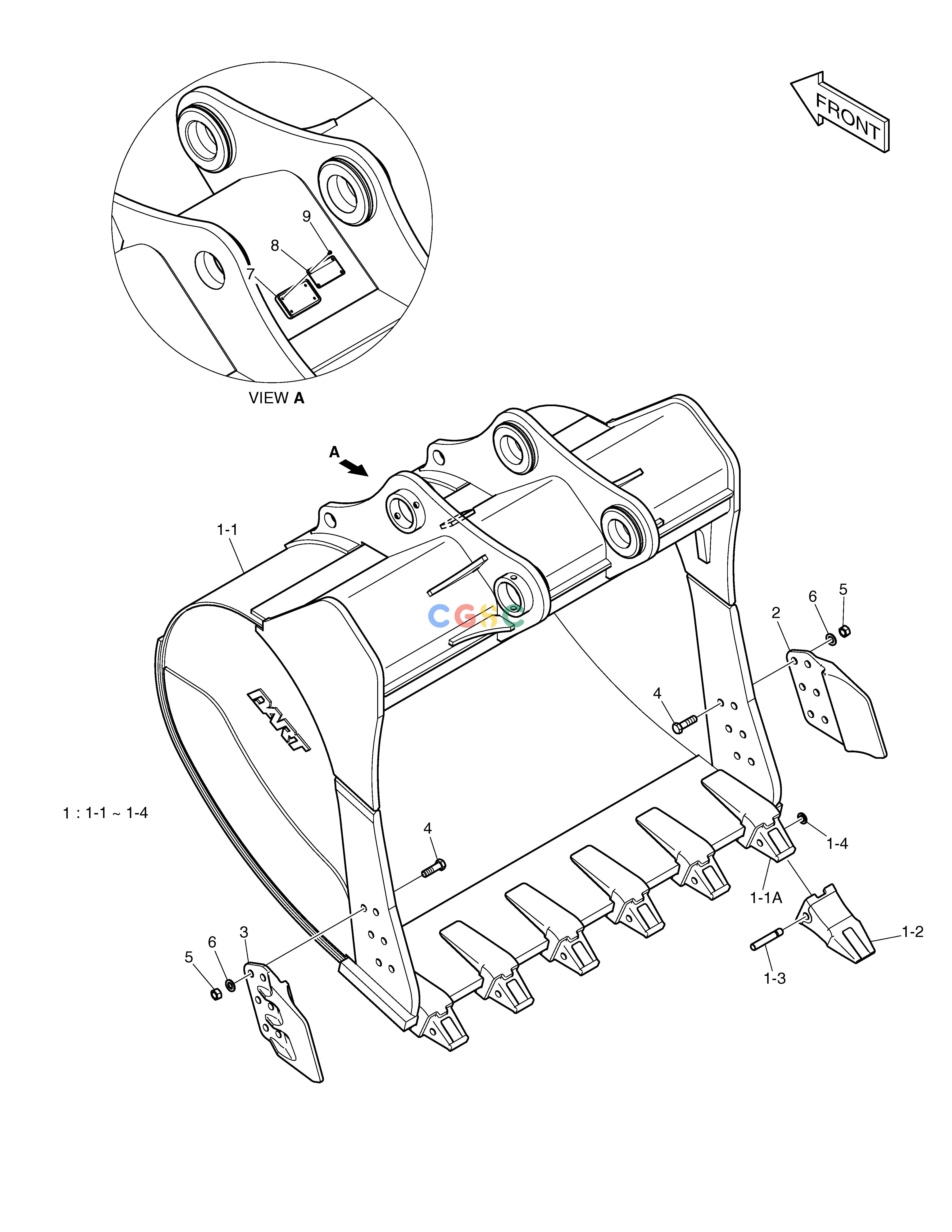 斗山零件查询BUCKET ASS'Y - 3.20m³ - HEAVY DUTY DX530LC-5(S/N:10001~10006) Doosan parts catalog online