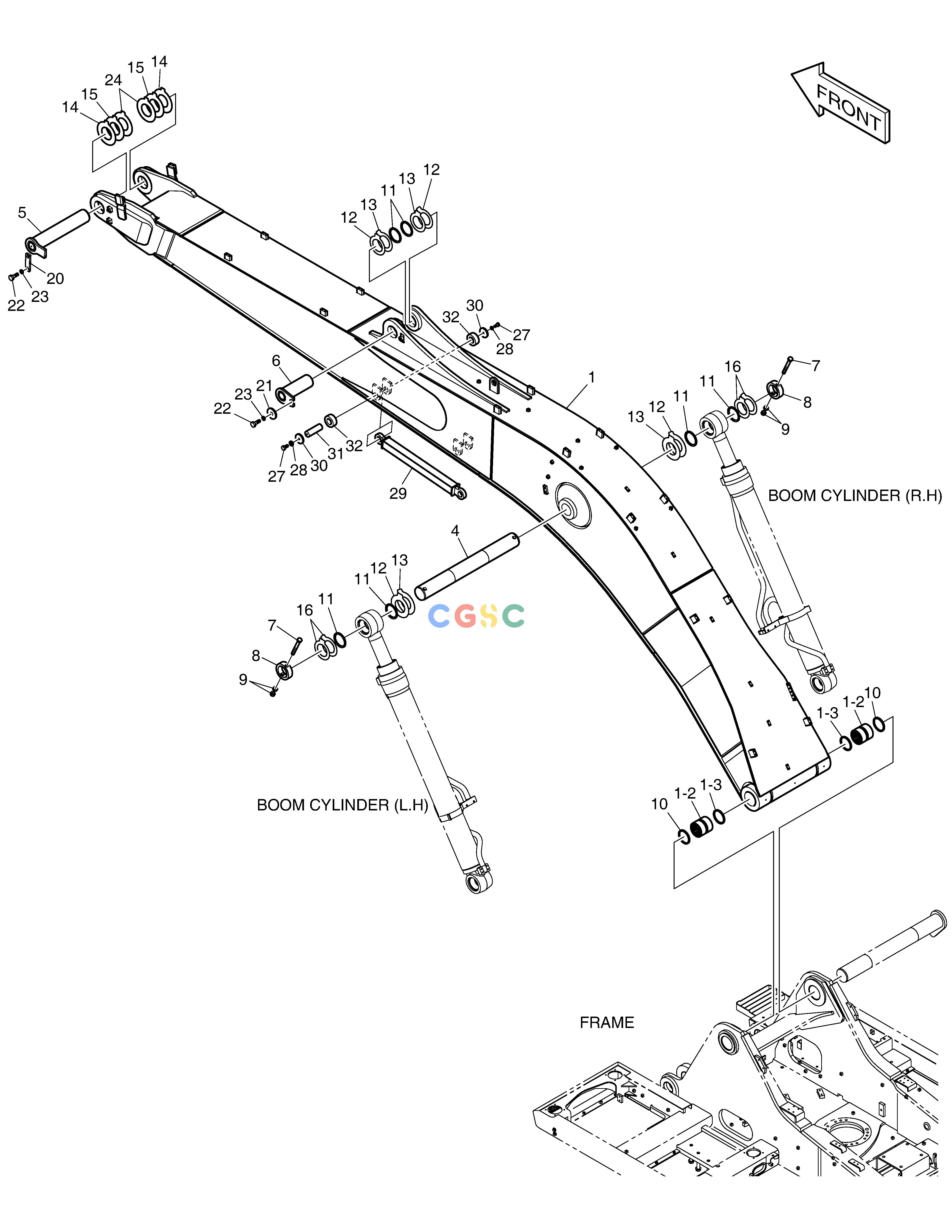 斗山零件查询BOOM - 9m DX530LC-5(S/N:10001~10006) Doosan parts catalog online