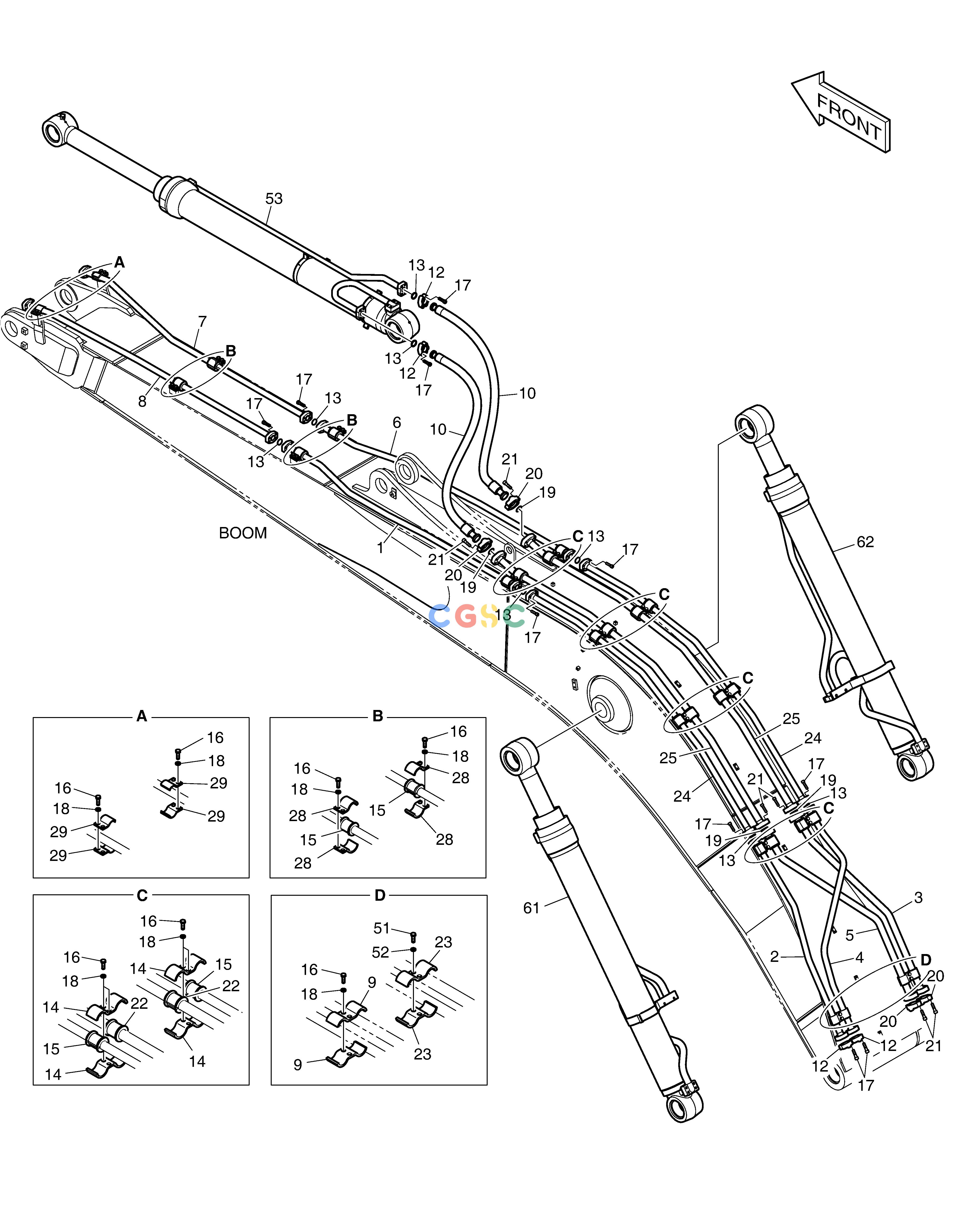 斗山零件查询BOOM PIPING - BOOM 9m DX530LC-5(S/N:10001~10006) Doosan parts catalog online