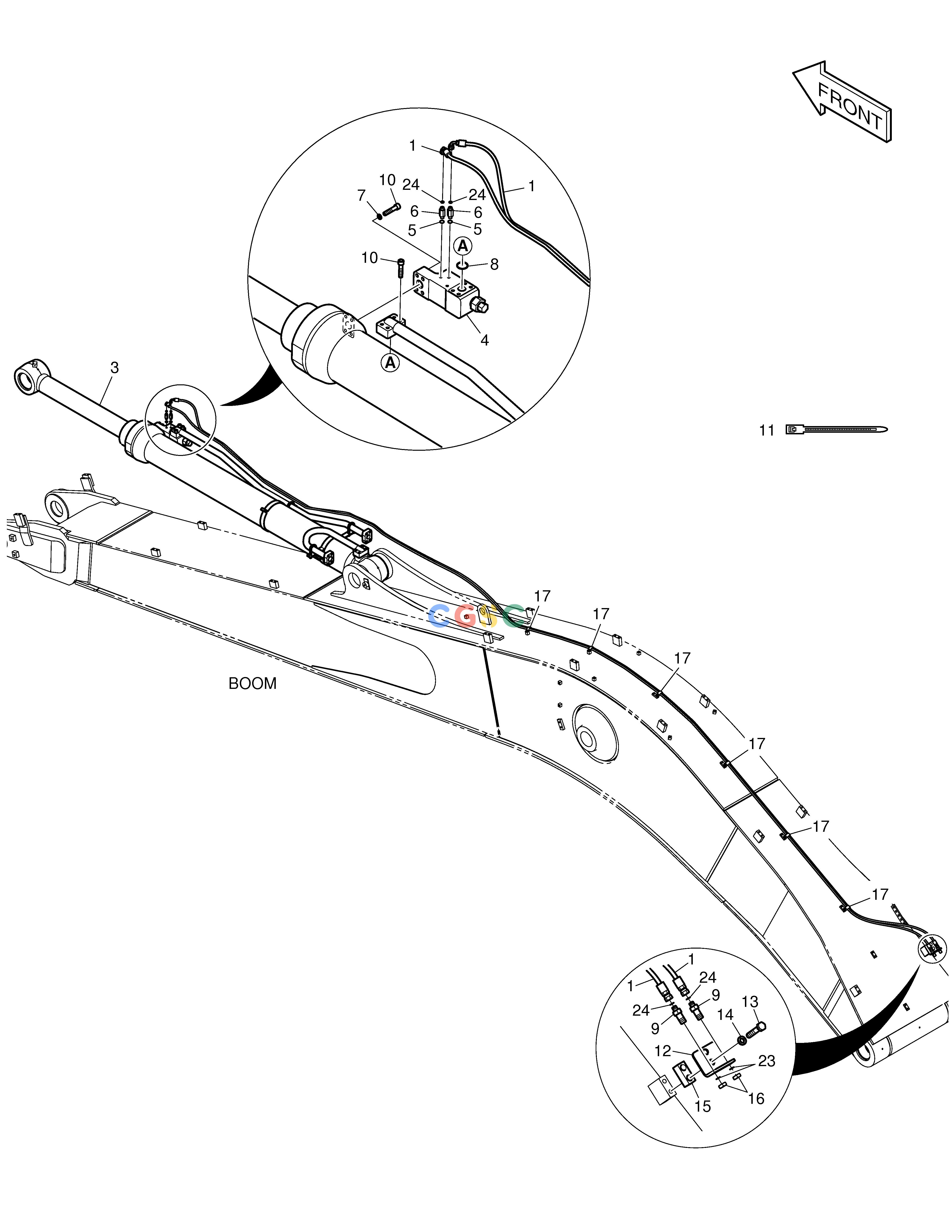 斗山零件查询LOCK VALVE PIPING - BOOM 9m DX530LC-5(S/N:10001~10006) Doosan parts catalog online