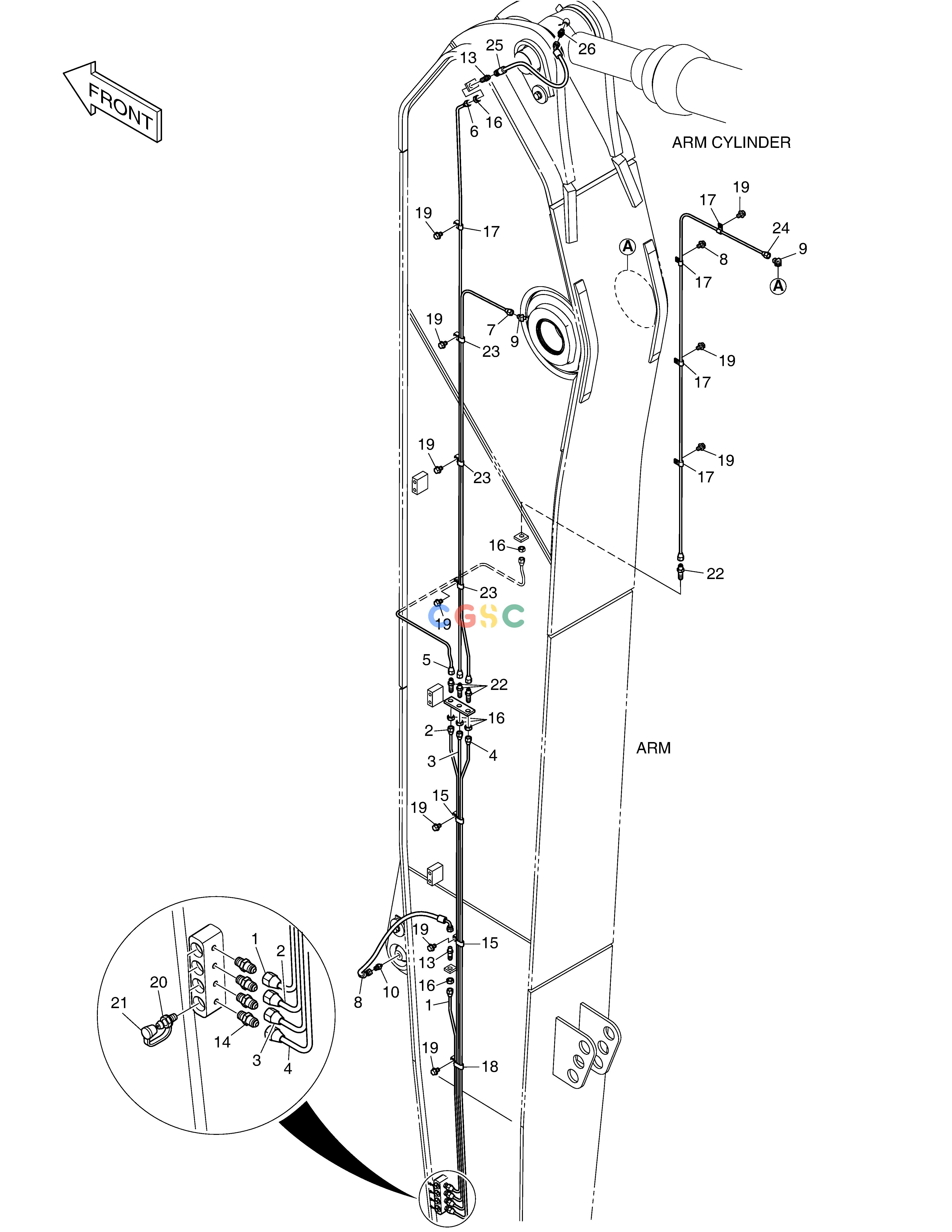 斗山零件查询LUBRICATION PIPING - ARM 6m DX530LC-5(S/N:10001~10006) Doosan parts catalog online