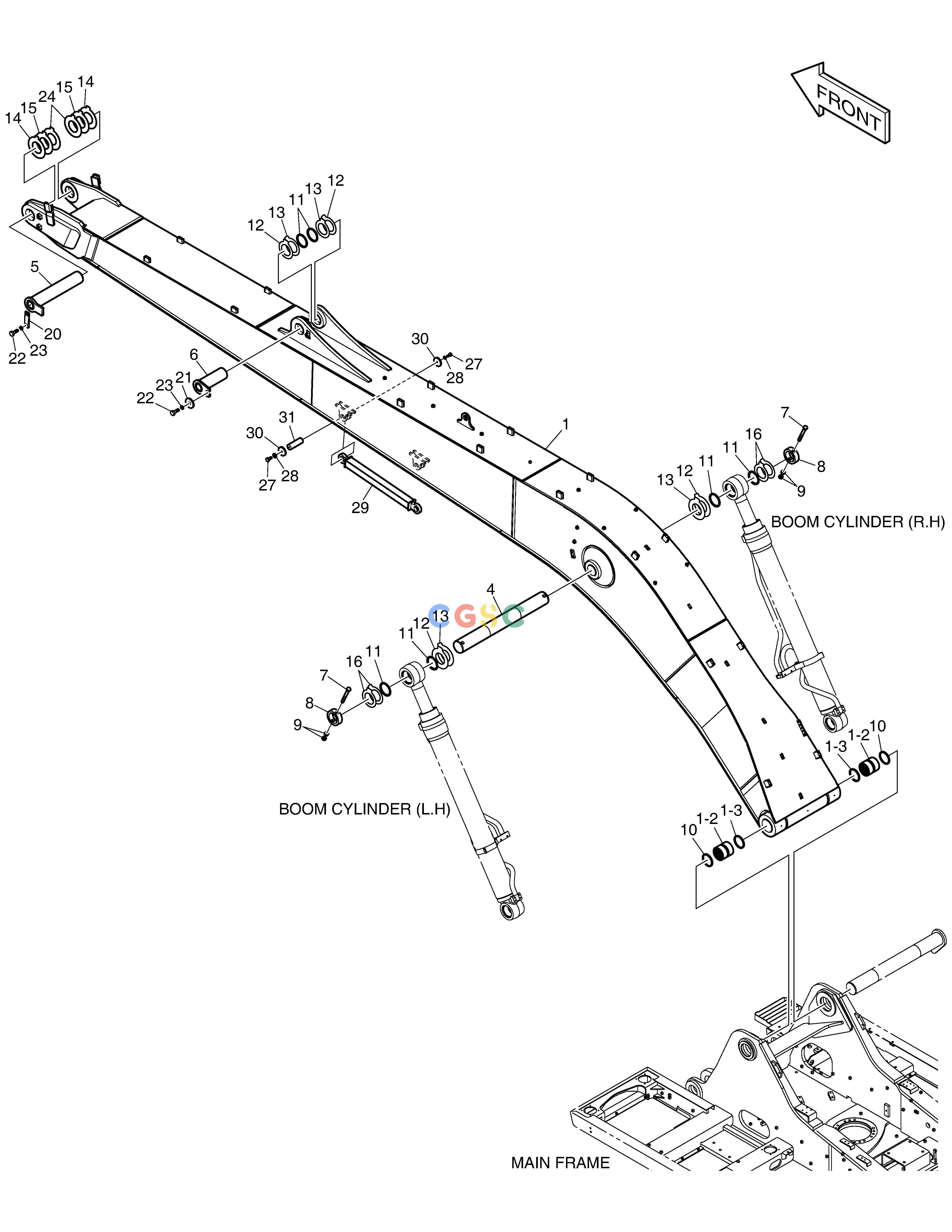 斗山零件查询BOOM - 11m DX530LC-5(S/N:10001~10006) Doosan parts catalog online