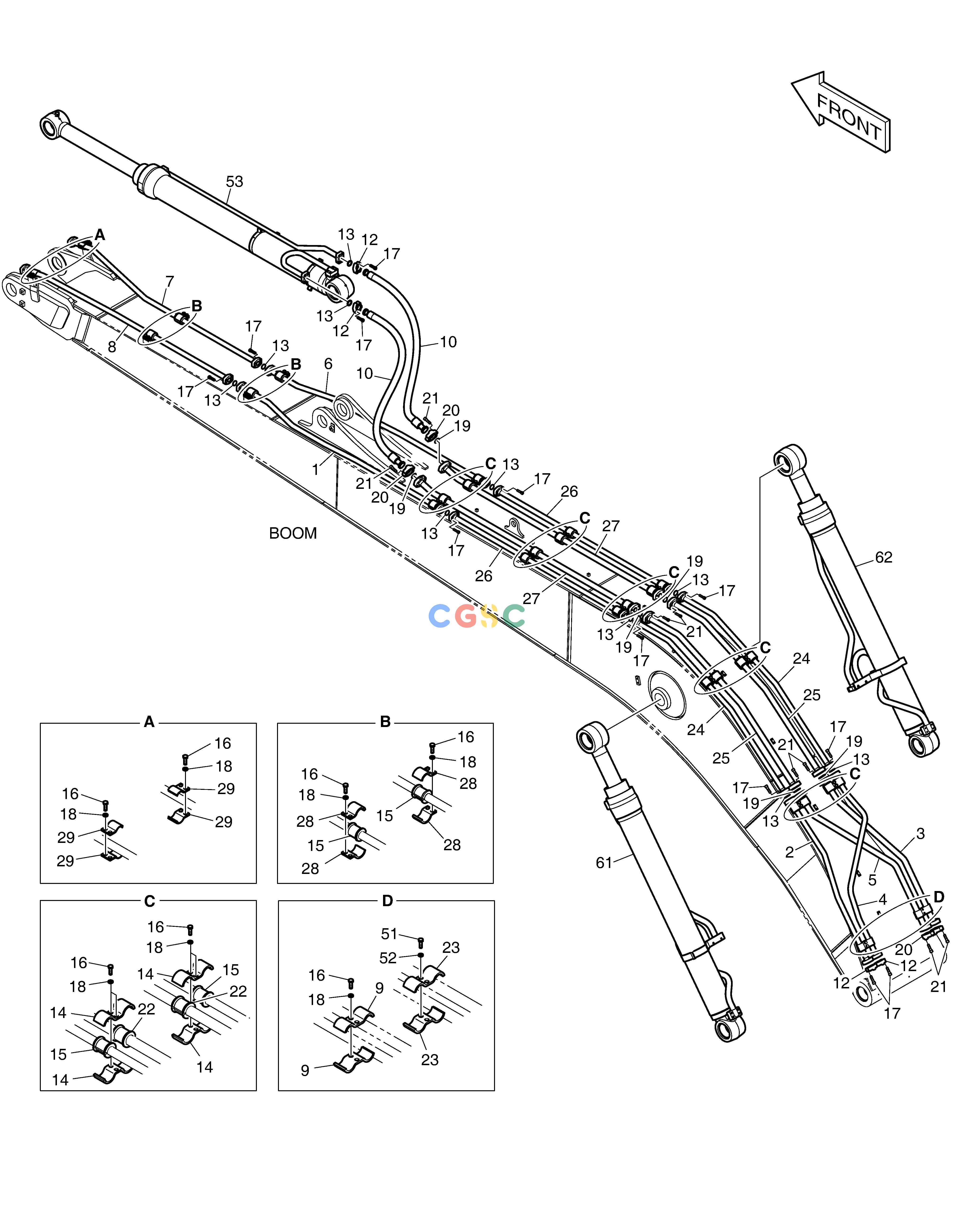 斗山零件查询BOOM PIPING - BOOM 11m DX530LC-5(S/N:10001~10006) Doosan parts catalog online