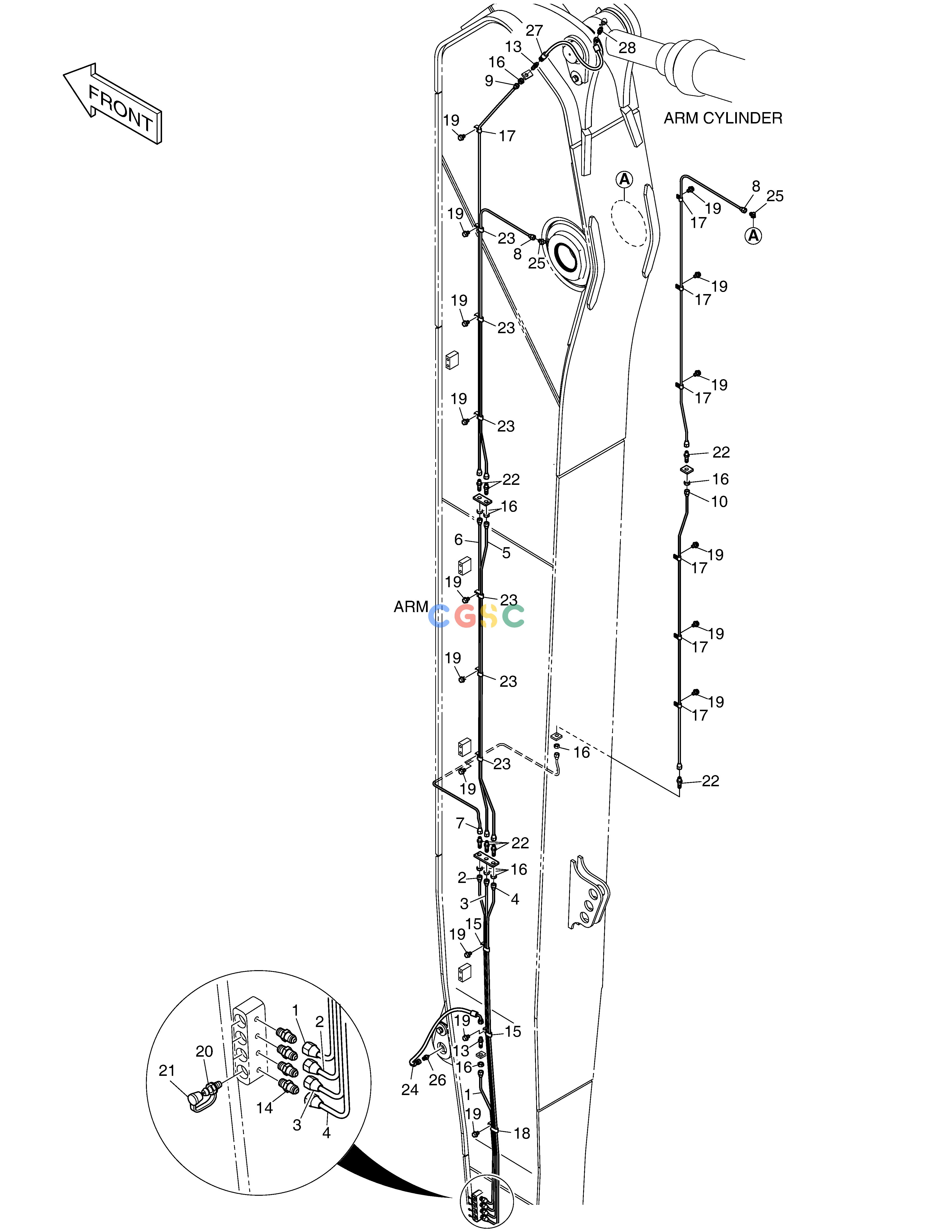 斗山零件查询LUBRICATION PIPING - ARM 8m DX530LC-5(S/N:10001~10006) Doosan parts catalog online