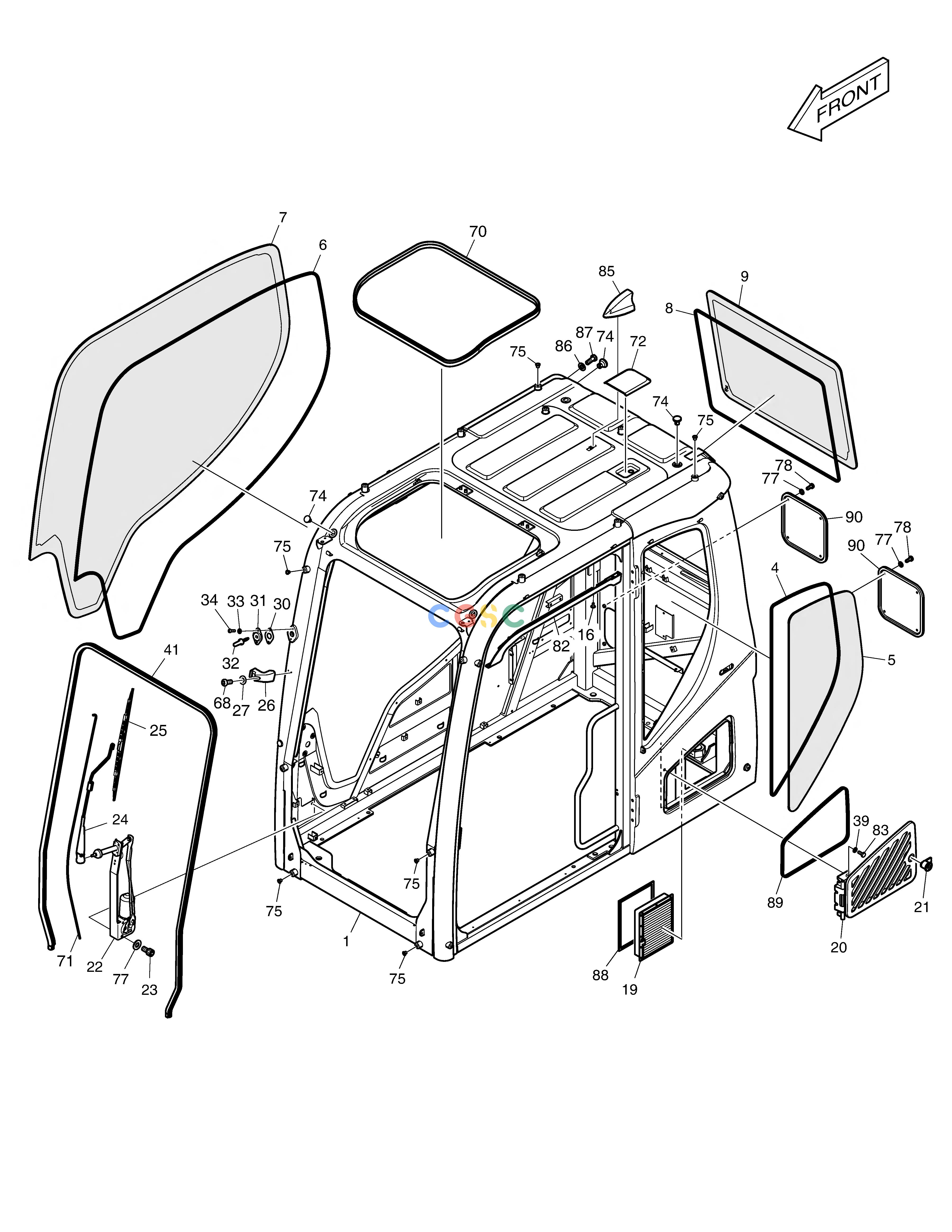 斗山零件查询CABIN(1) - ROPS(NA) DX530LC-5(S/N:10001~10006) Doosan parts catalog online