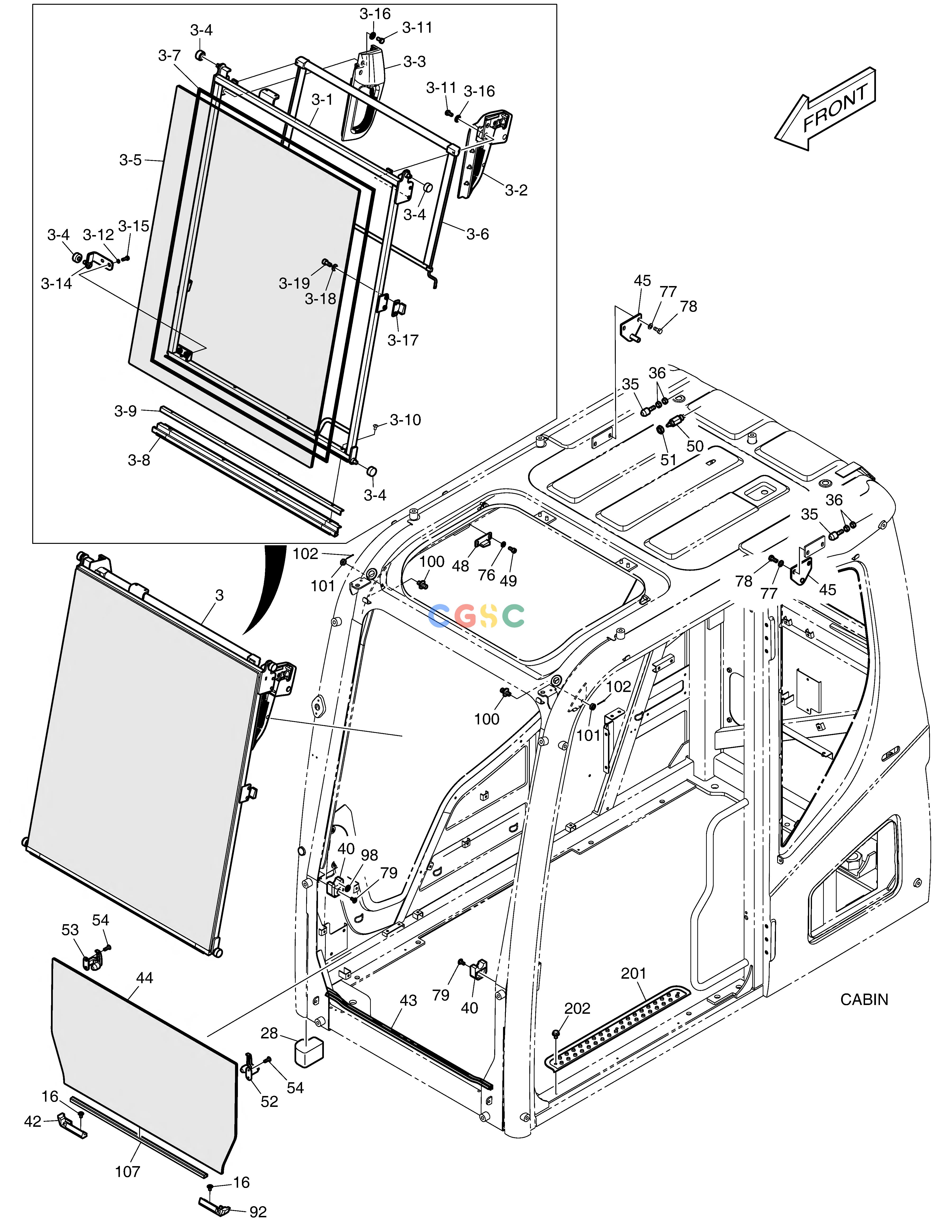 斗山零件查询CABIN(2) - ROPS(NA) DX530LC-5(S/N:10001~10006) Doosan parts catalog online