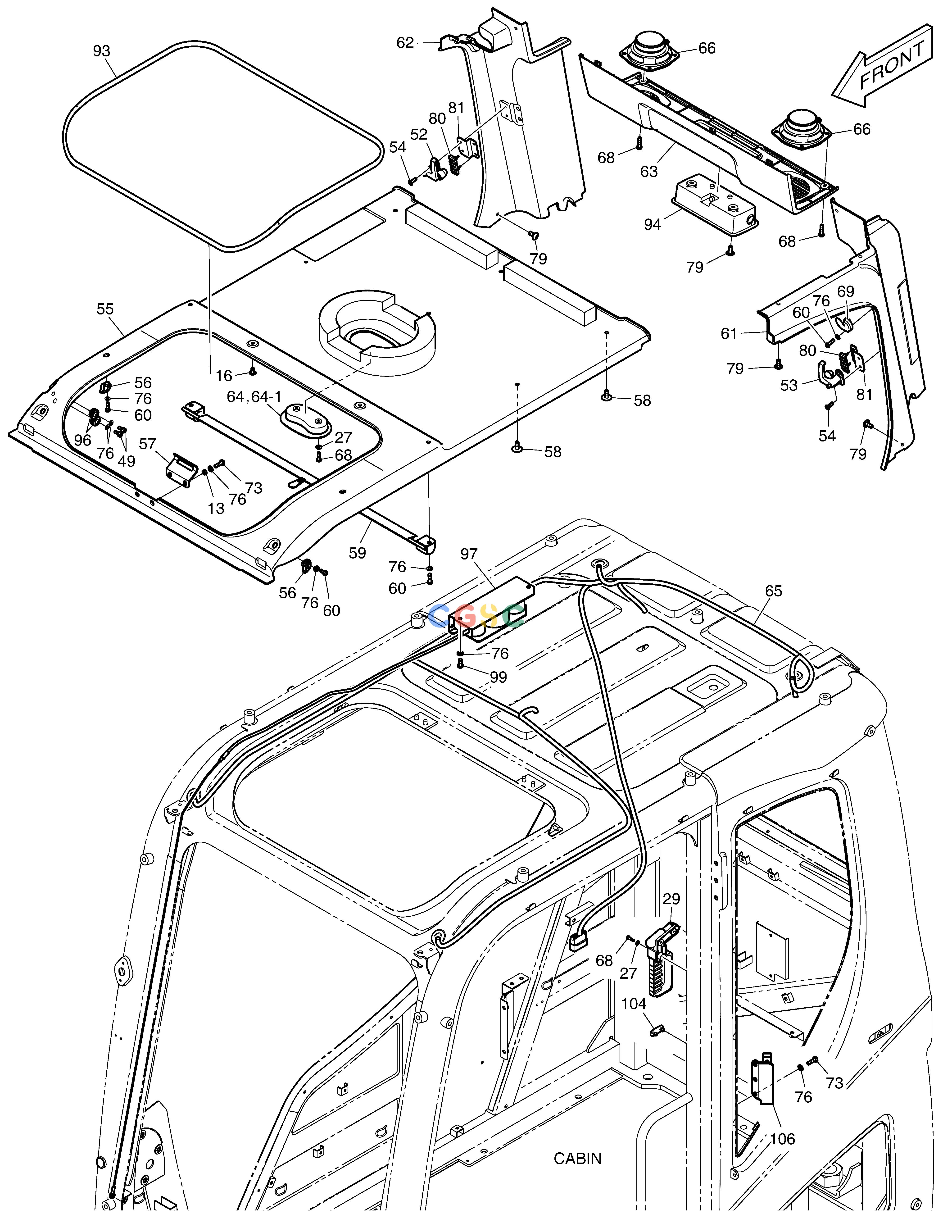 斗山零件查询CABIN(3) - ROPS(NA) DX530LC-5(S/N:10001~10006) Doosan parts catalog online