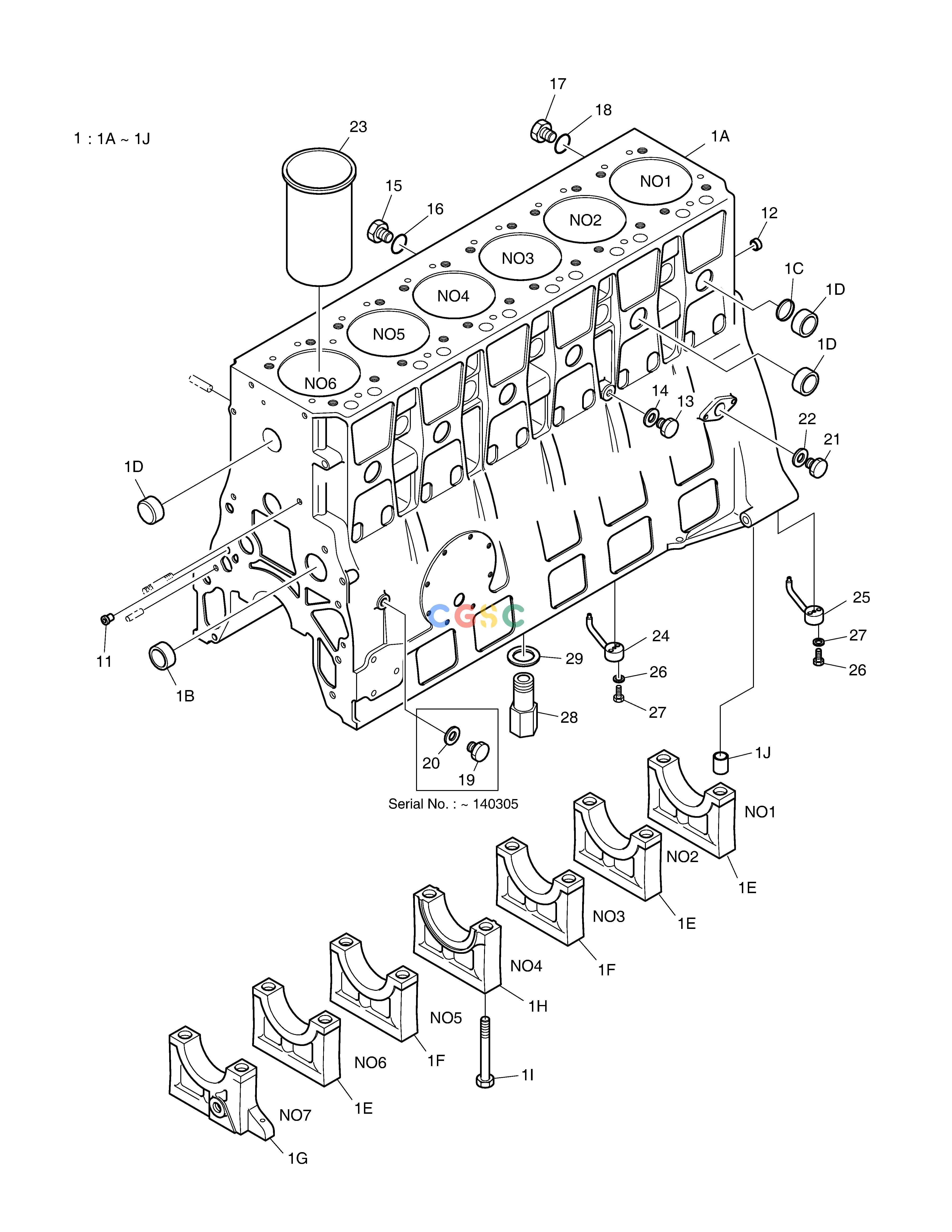 斗山零件查询CYLINDER BLOCK DX360LCA(S/N:5950~) Doosan parts catalog online