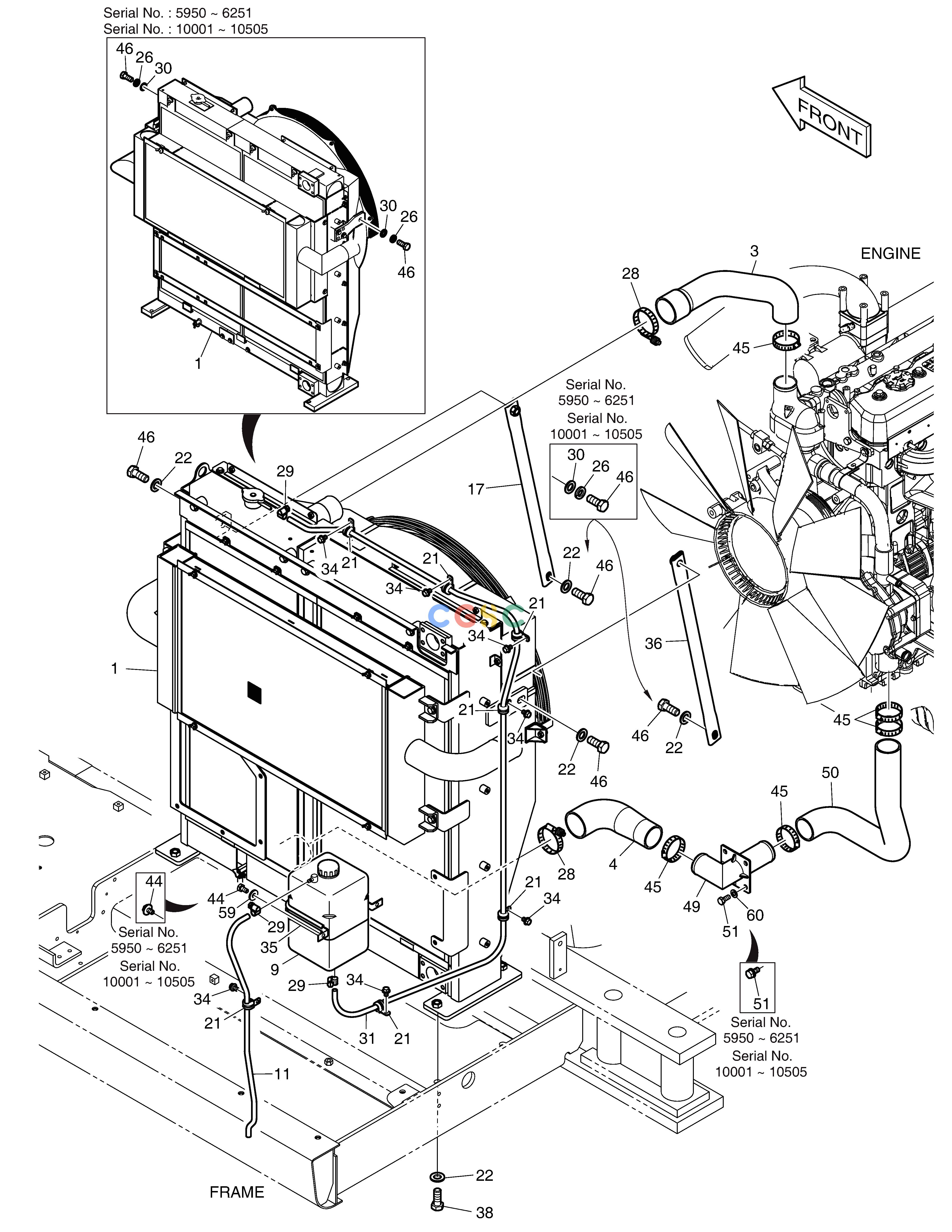 斗山零件查询RADIATOR MOUNTING DX360LCA(S/N:5950~) Doosan parts catalog online