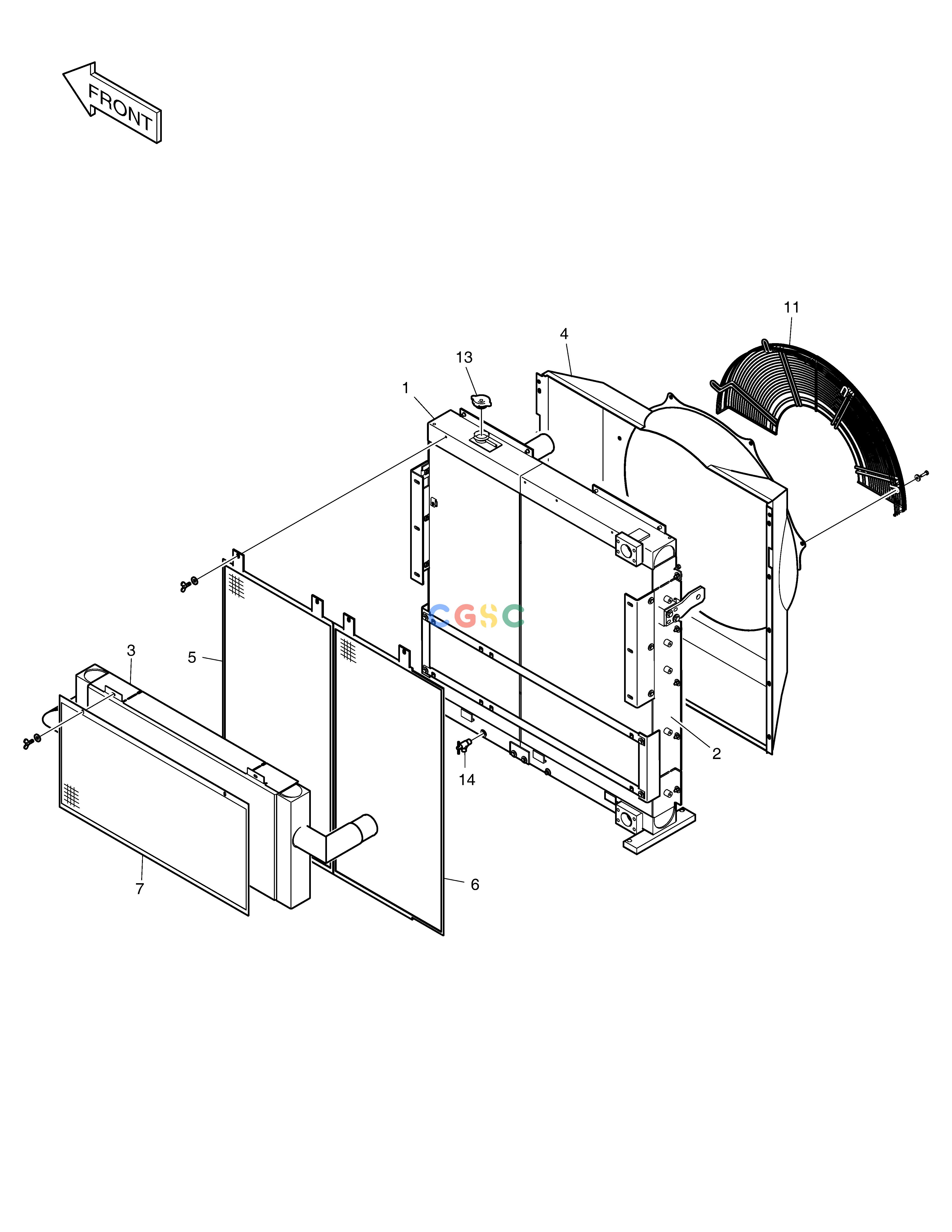 斗山零件查询RADIATOR DX360LCA(S/N:5950~) Doosan parts catalog online