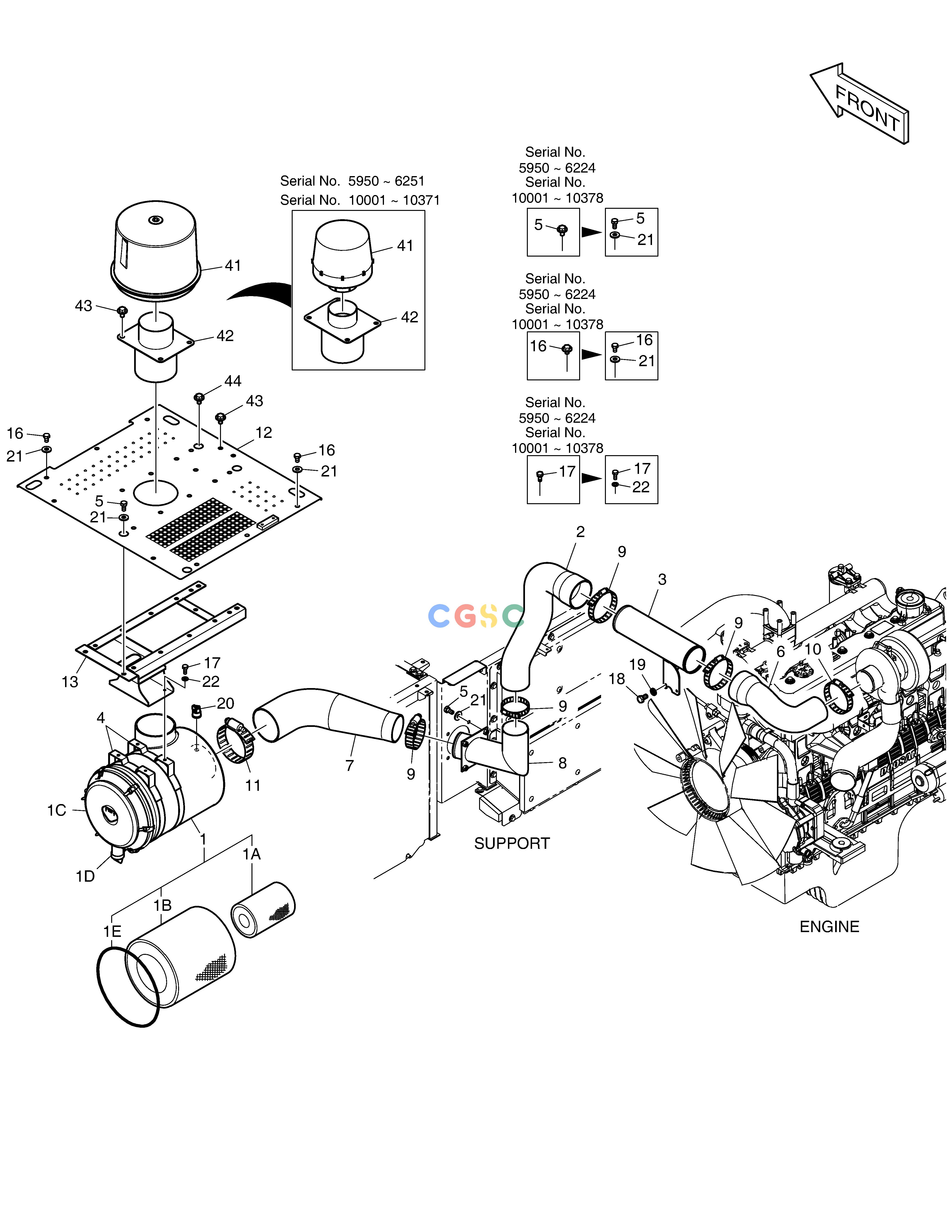 斗山零件查询AIR CLEANER DX360LCA(S/N:5950~) Doosan parts catalog online