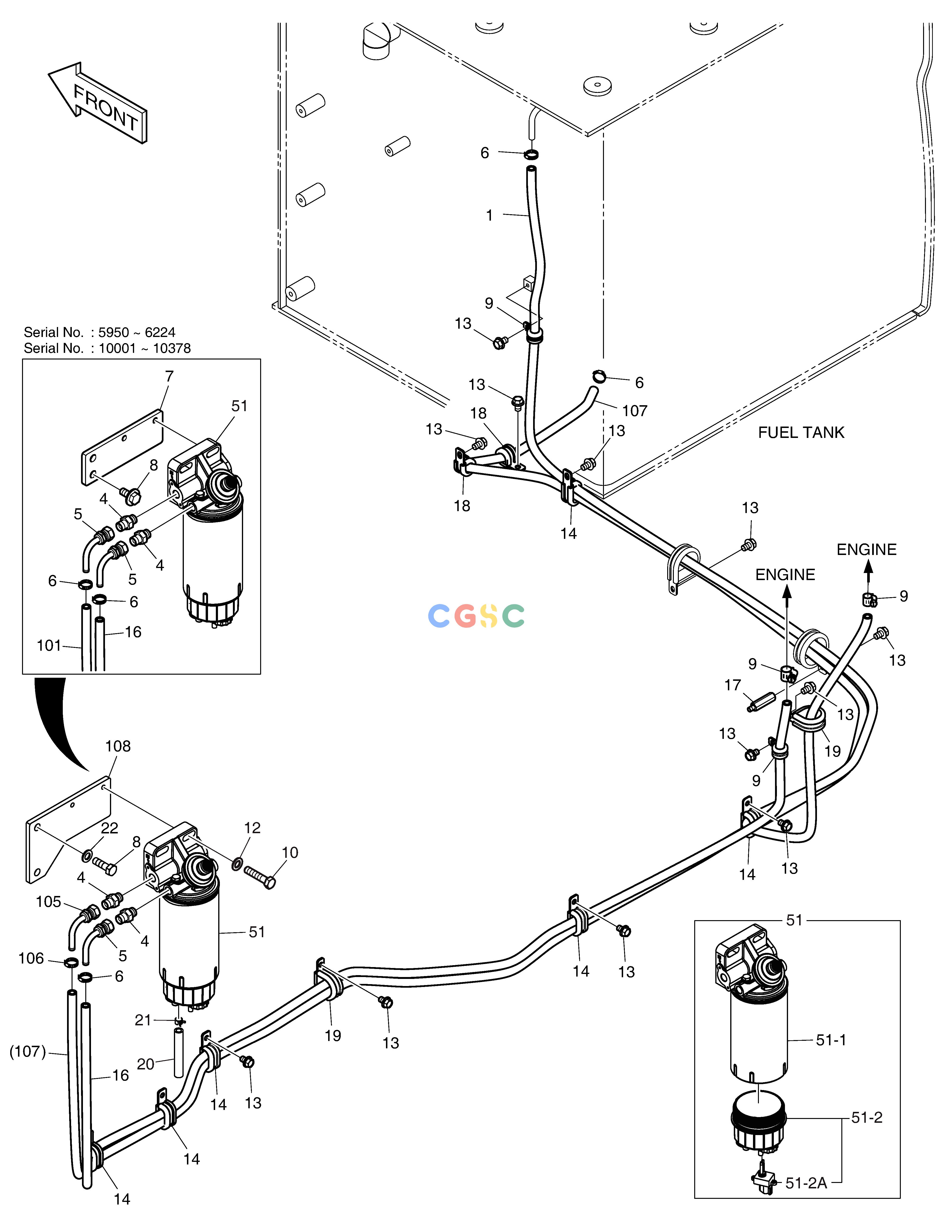 斗山零件查询FUEL PIPING DX360LCA(S/N:5950~) Doosan parts catalog online