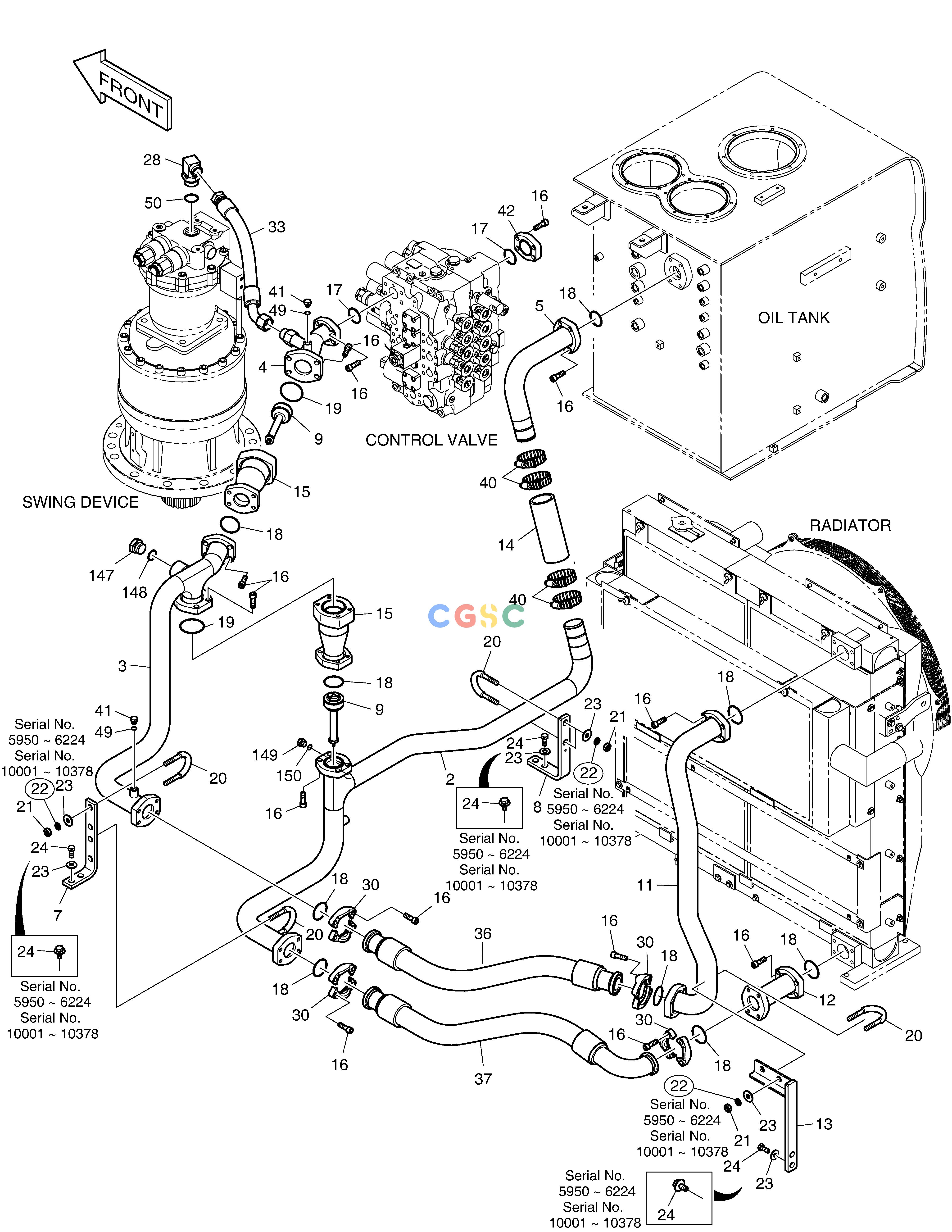 斗山零件查询OIL COOLER PIPING(2) DX360LCA(S/N:5950~) Doosan parts catalog online