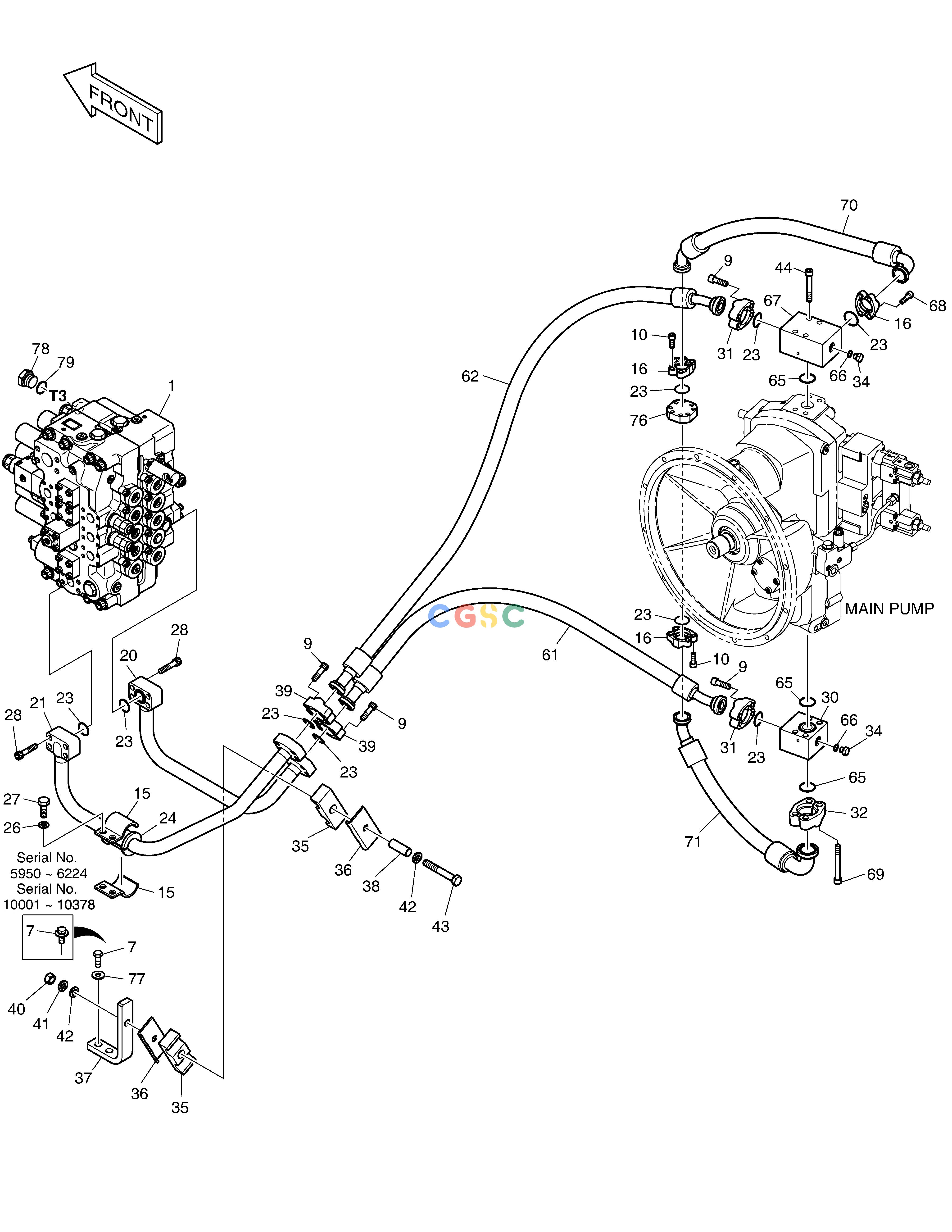 斗山零件查询MAIN PIPING(1) - PUMP DX360LCA(S/N:5950~) Doosan parts catalog online