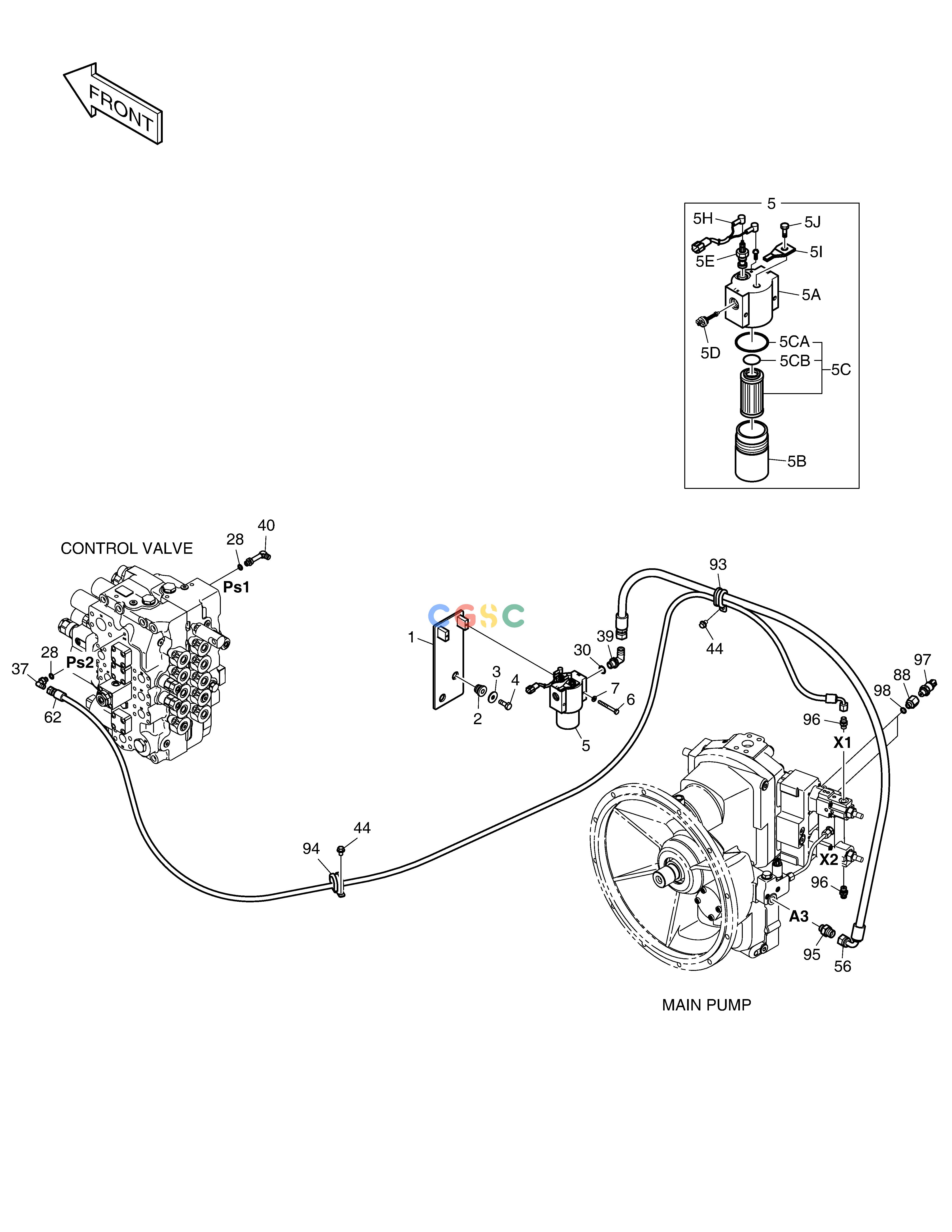斗山零件查询PILOT PIPING(1) DX360LCA(S/N:5950~) Doosan parts catalog online