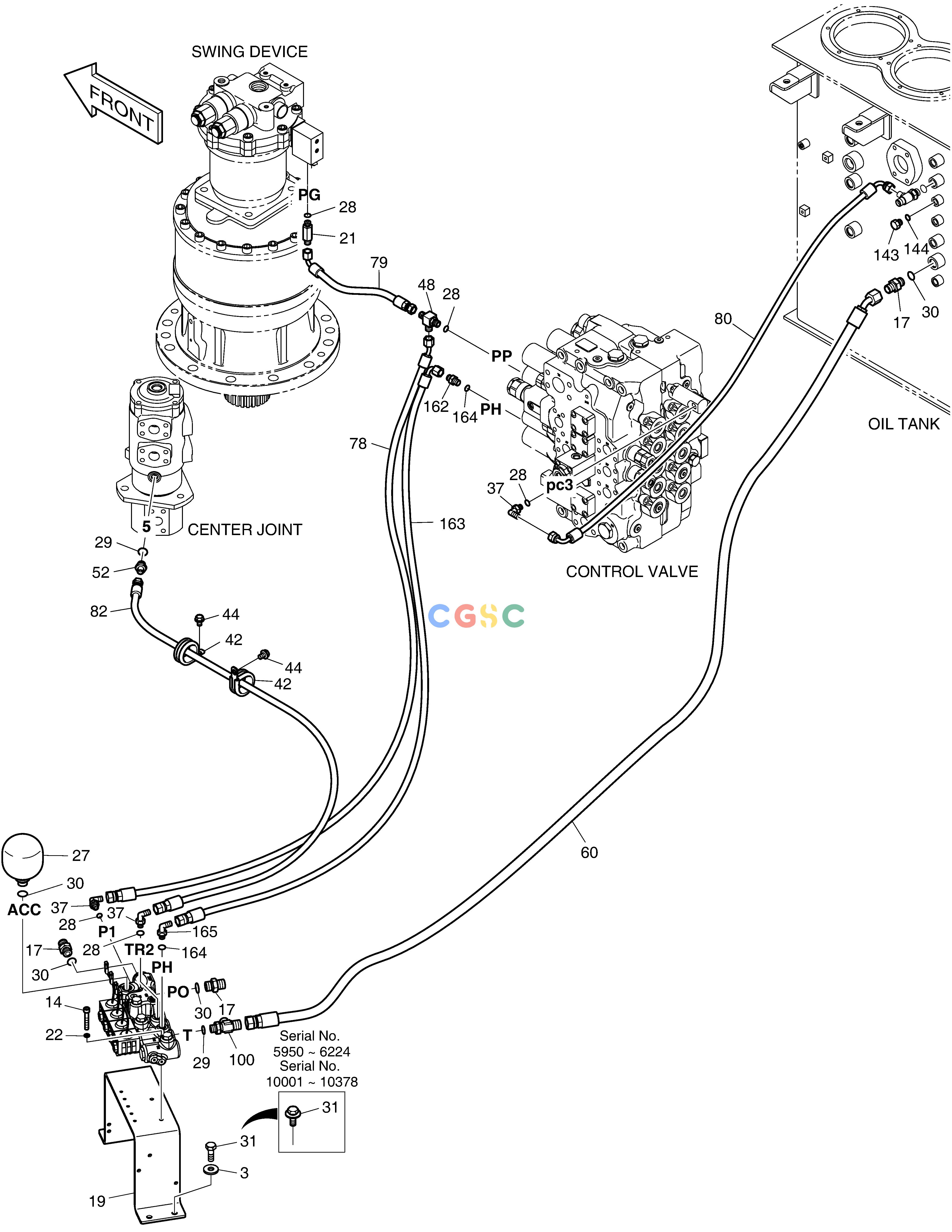 斗山零件查询PILOT PIPING(2) DX360LCA(S/N:5950~) Doosan parts catalog online