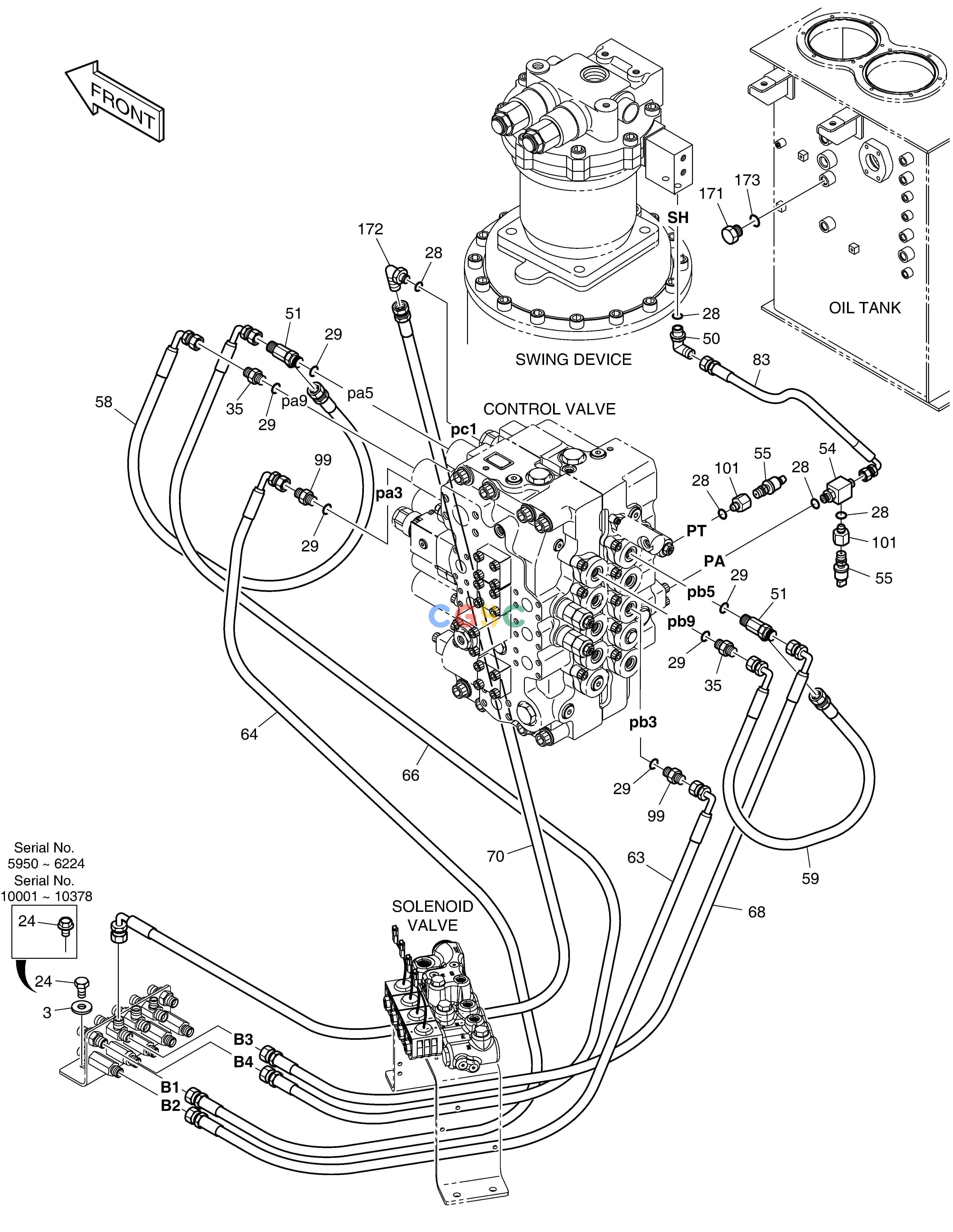 斗山零件查询PILOT PIPING(3) DX360LCA(S/N:5950~) Doosan parts catalog online