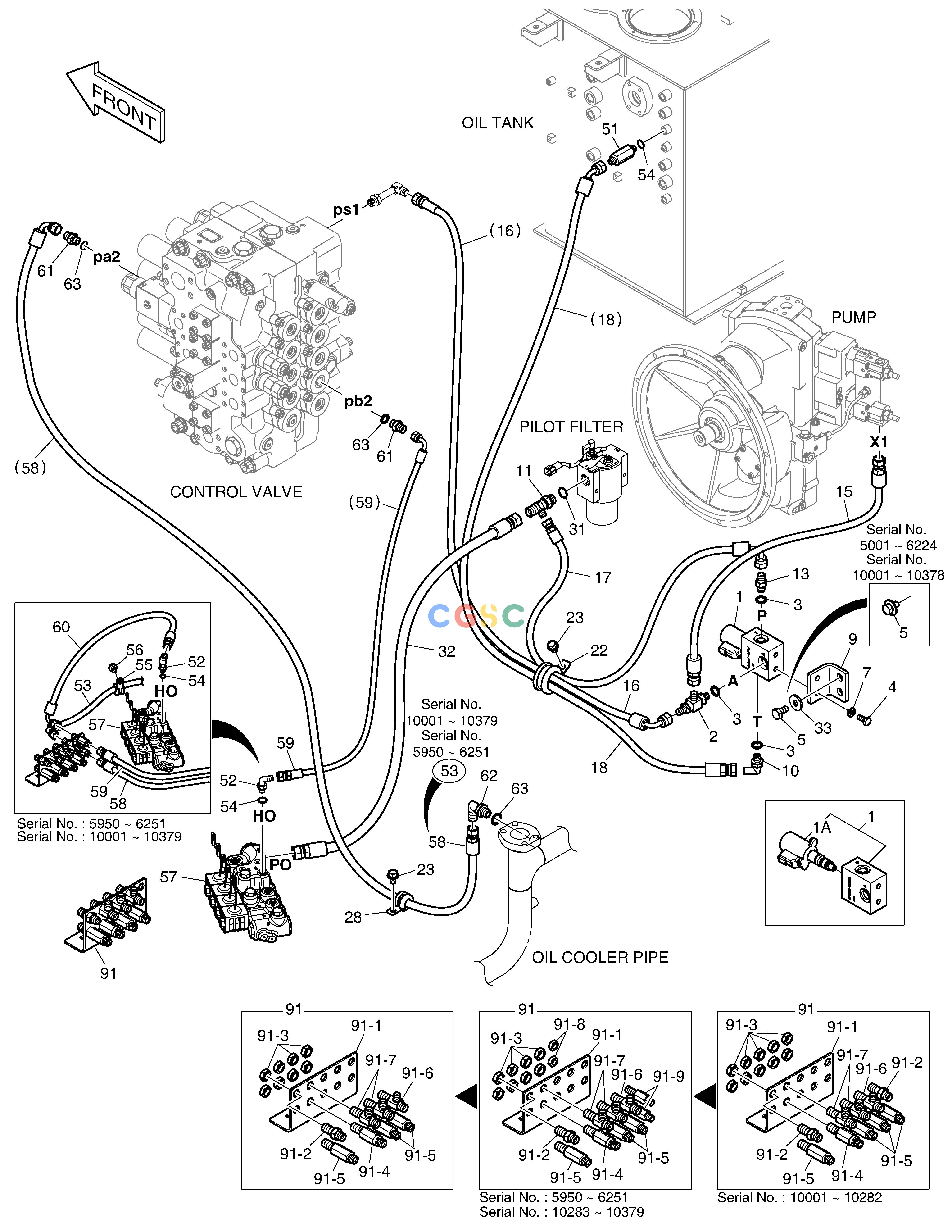 斗山零件查询PILOT PIPING - ONE & TWO WAY DX360LCA(S/N:5950~) Doosan parts catalog online