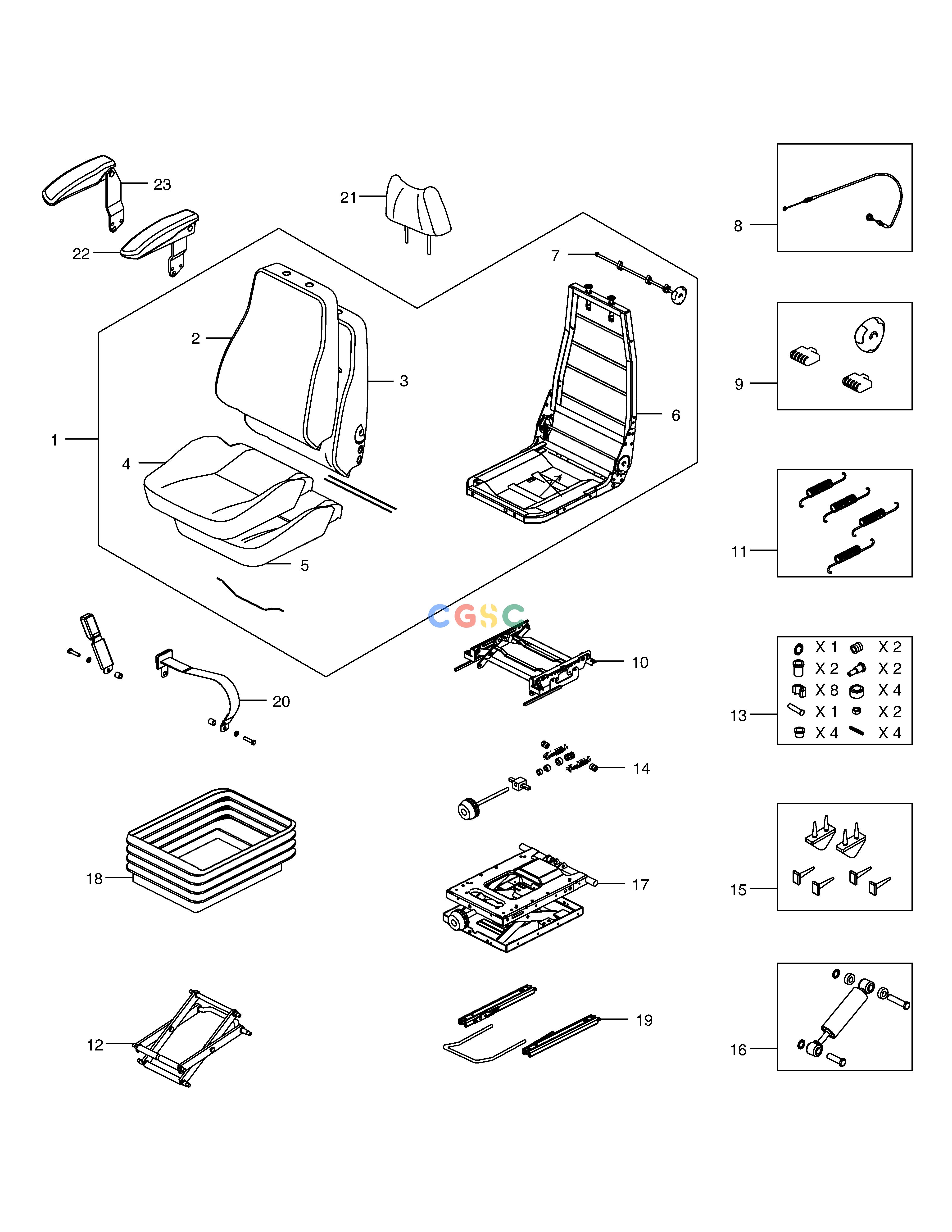 斗山零件查询SEAT DX360LCA(S/N:5950~) Doosan parts catalog online