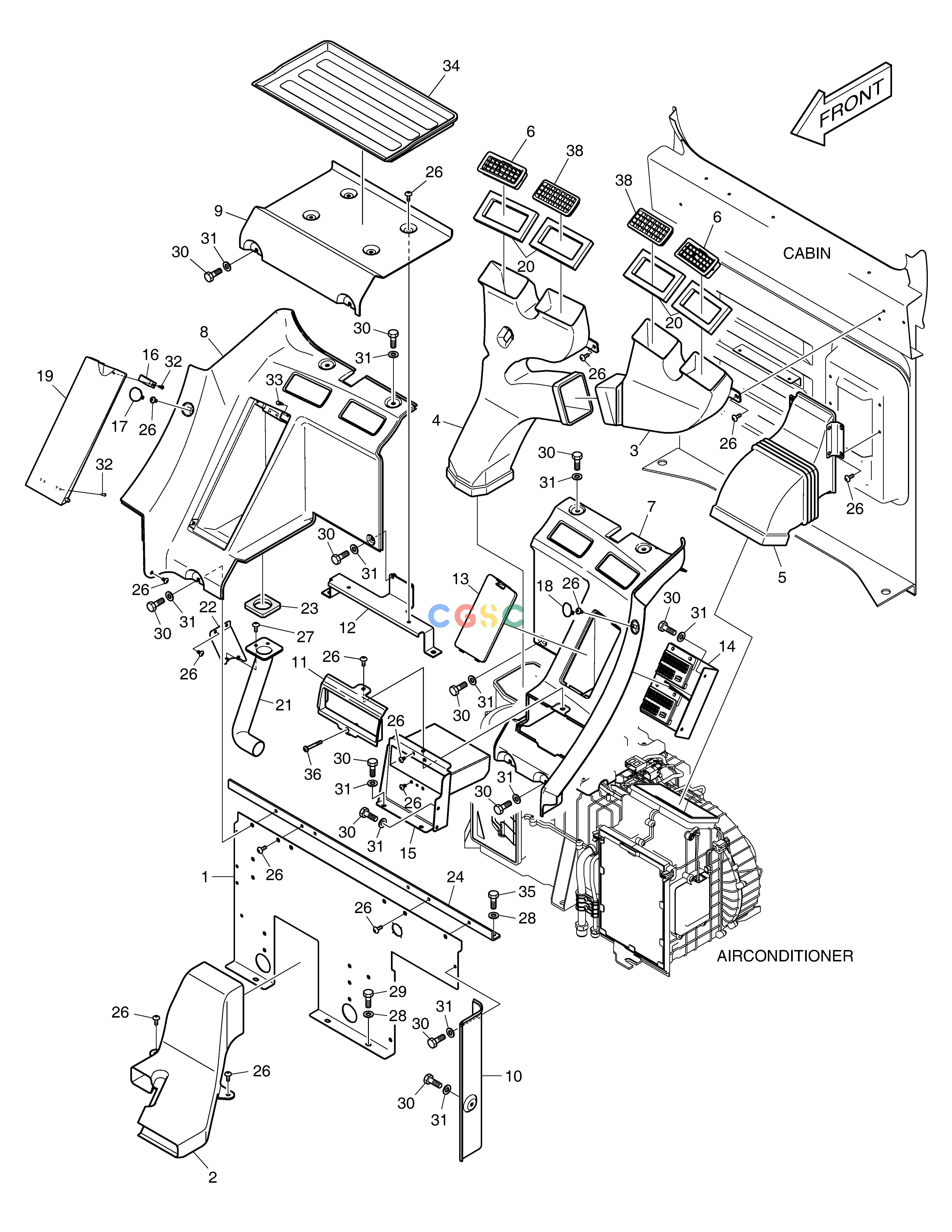 斗山零件查询HEATER COVER DX360LCA(S/N:5950~) Doosan parts catalog online