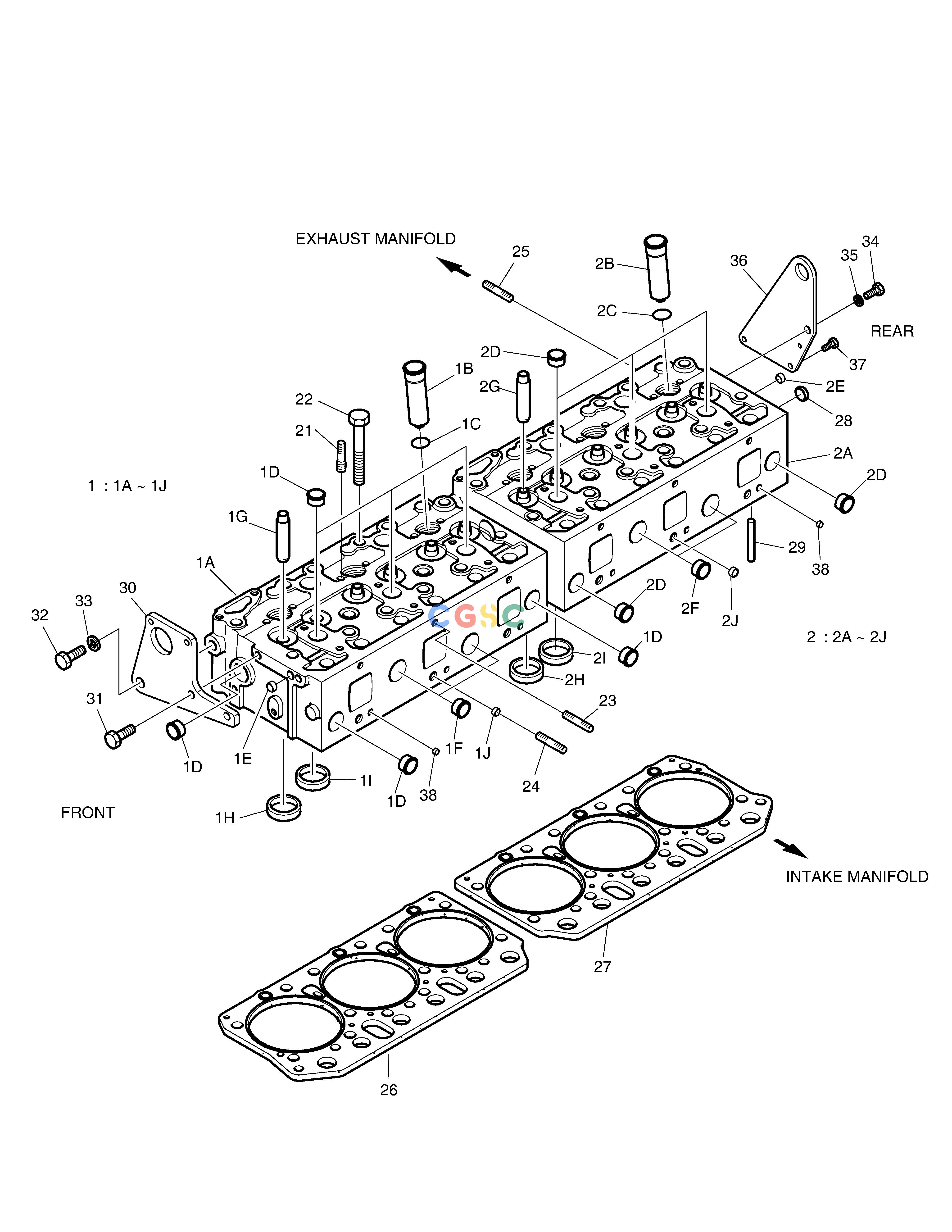 斗山零件查询CYLINDER HEAD DX360LCA(S/N:5950~) Doosan parts catalog online
