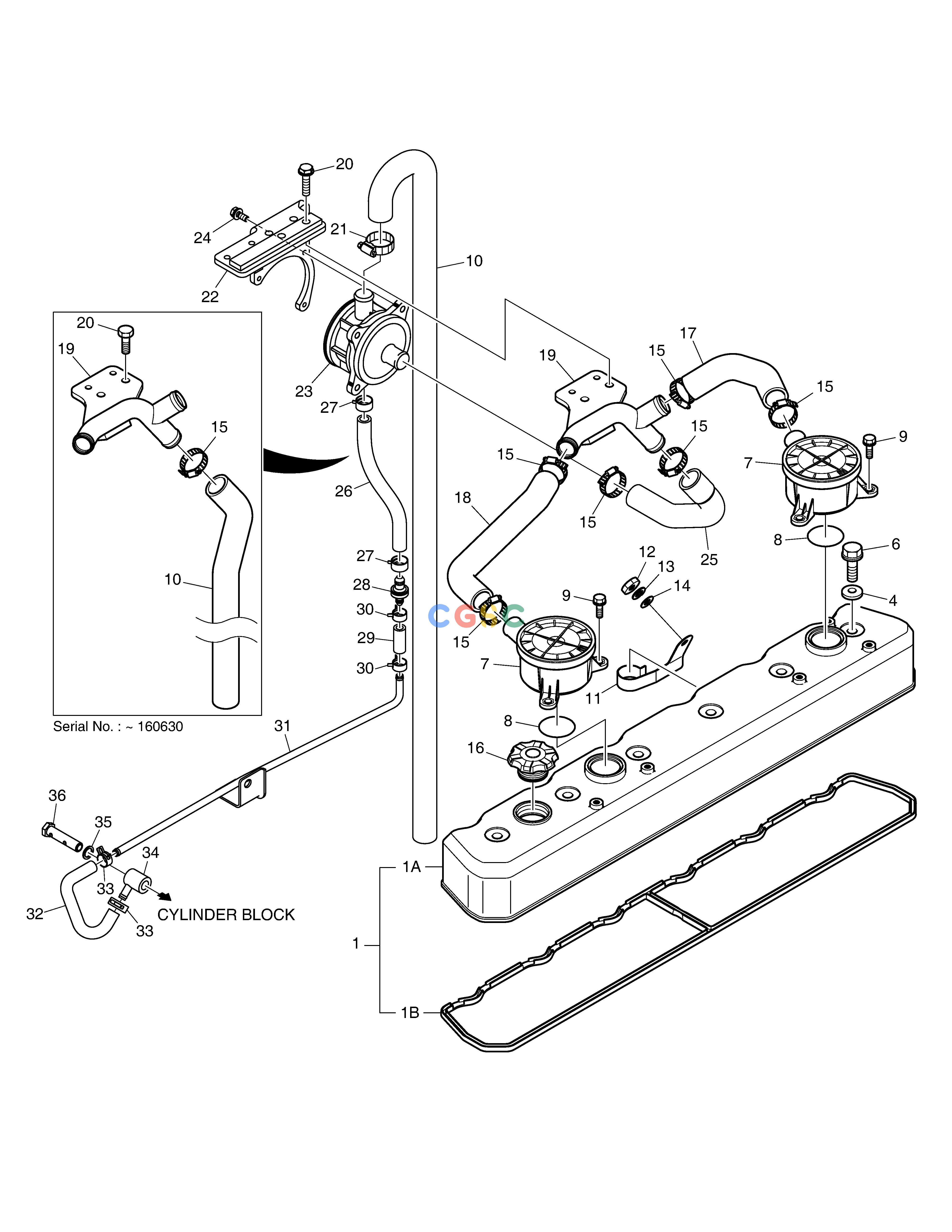 斗山零件查询CYLINDER HEAD COVER DX360LCA(S/N:5950~) Doosan parts catalog online