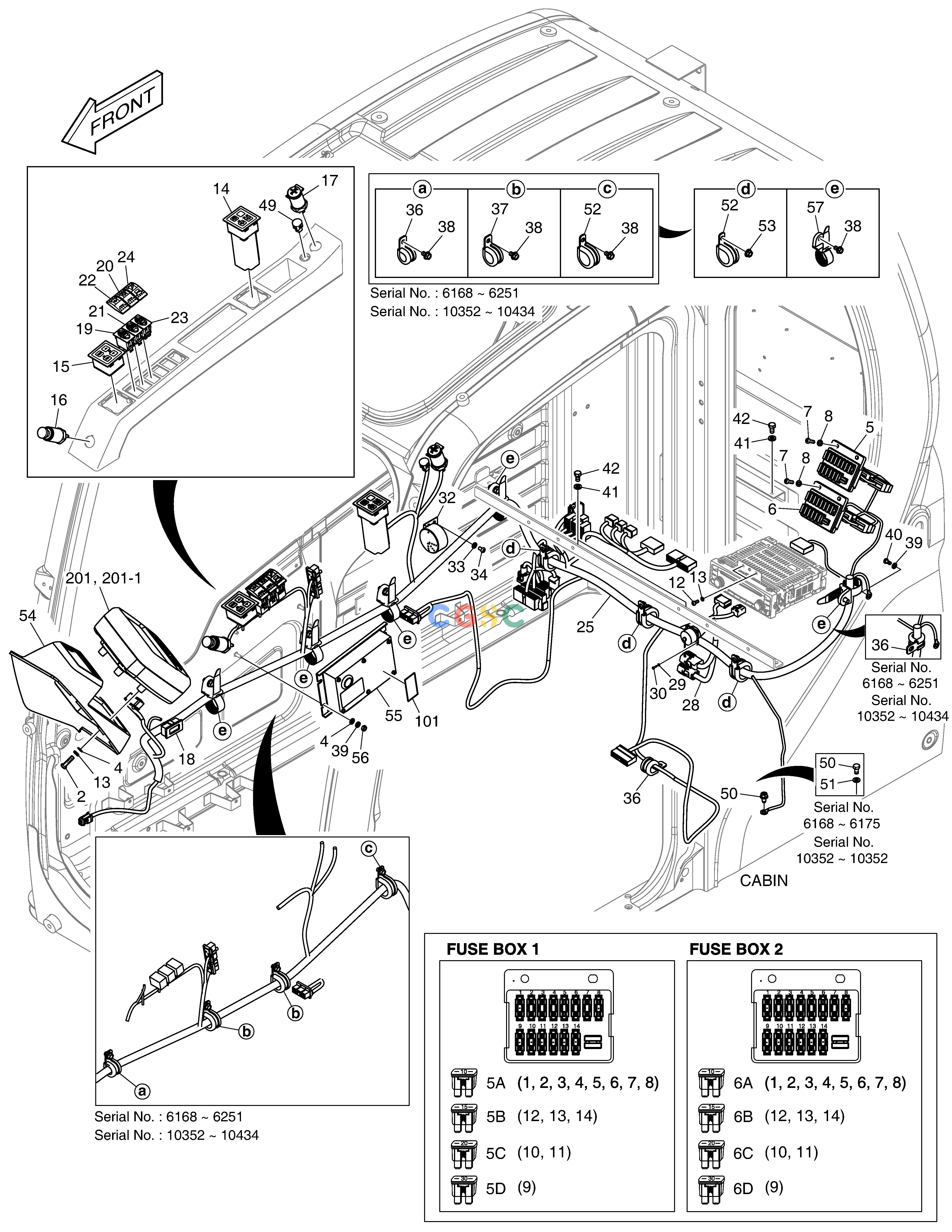 斗山零件查询ELECTRIC PARTS - CABIN DX360LCA(S/N:5950~) Doosan parts catalog online