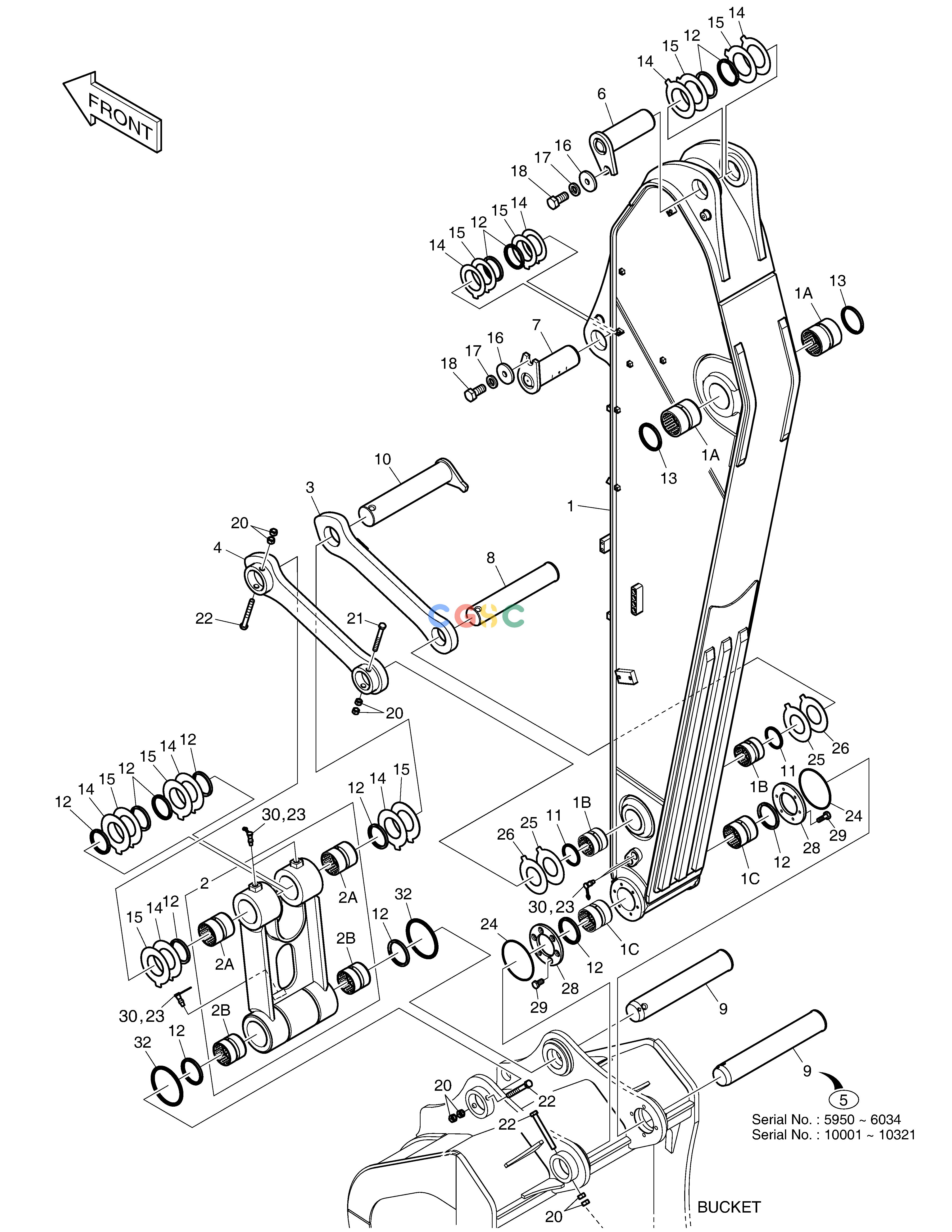 斗山零件查询ARM - 3.2m DX360LCA(S/N:5950~) Doosan parts catalog online