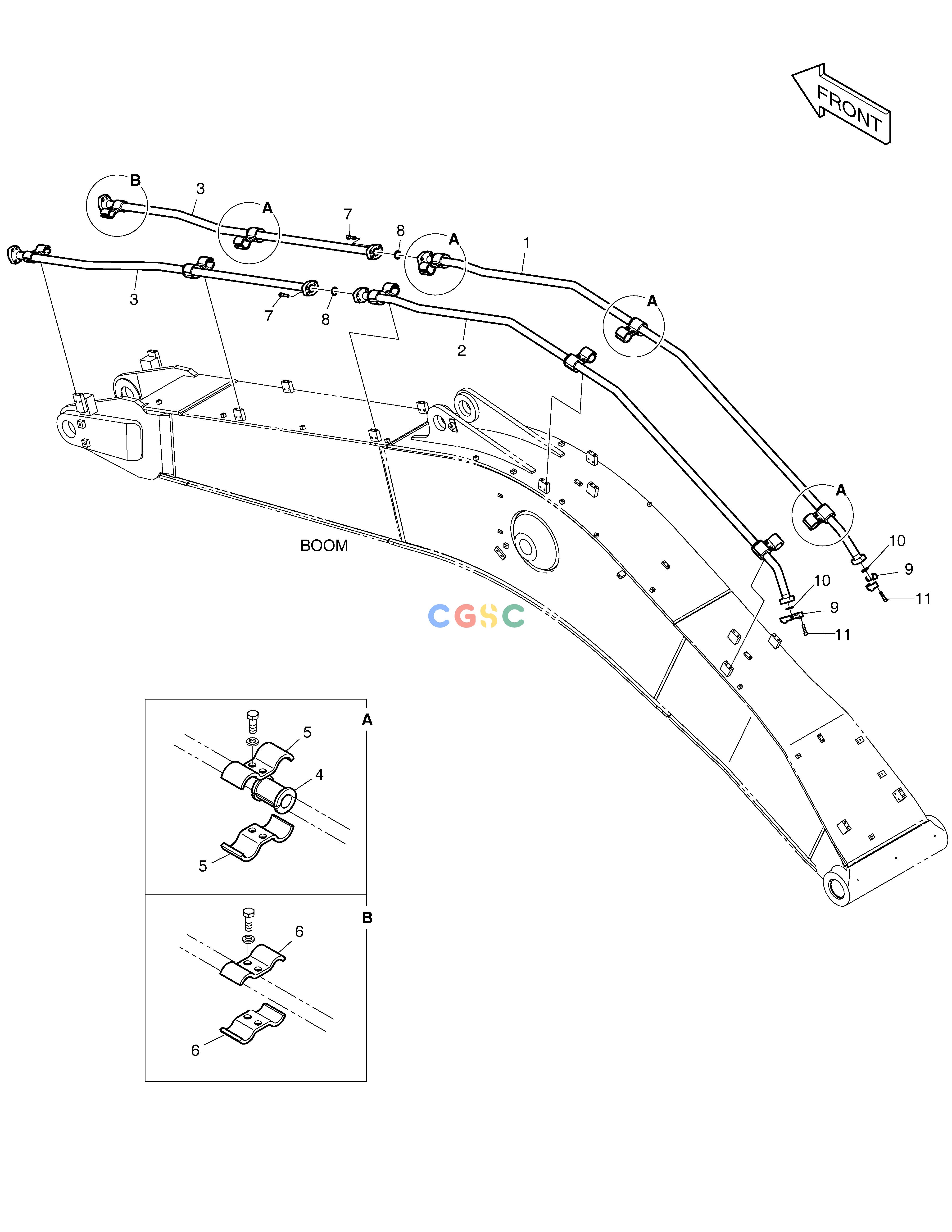 斗山零件查询BOOM PIPING - ONE & TWO WAY DX360LCA(S/N:5950~) Doosan parts catalog online