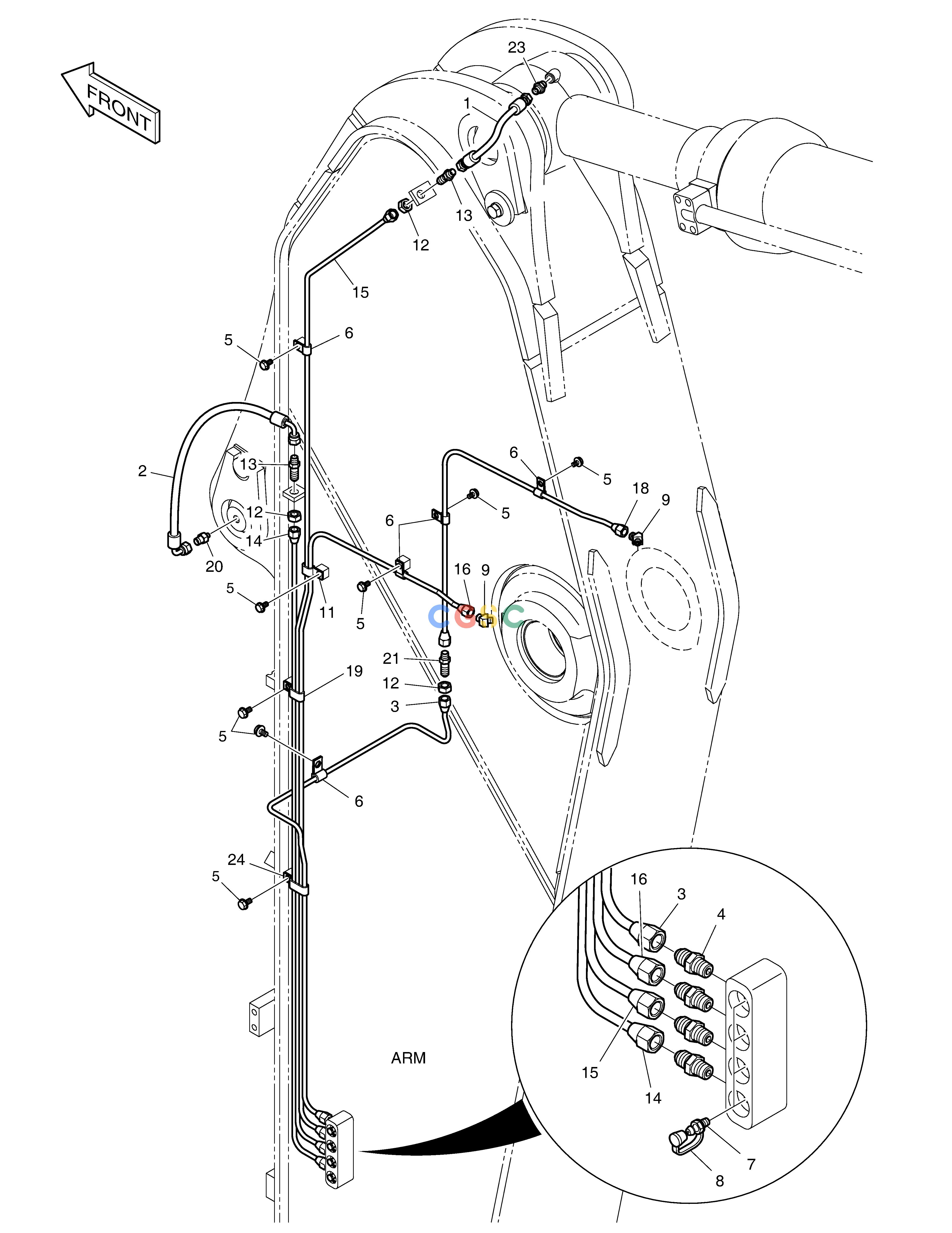 斗山零件查询LUBRICATION PIPING -ARM 3.2m DX360LCA(S/N:5950~) Doosan parts catalog online