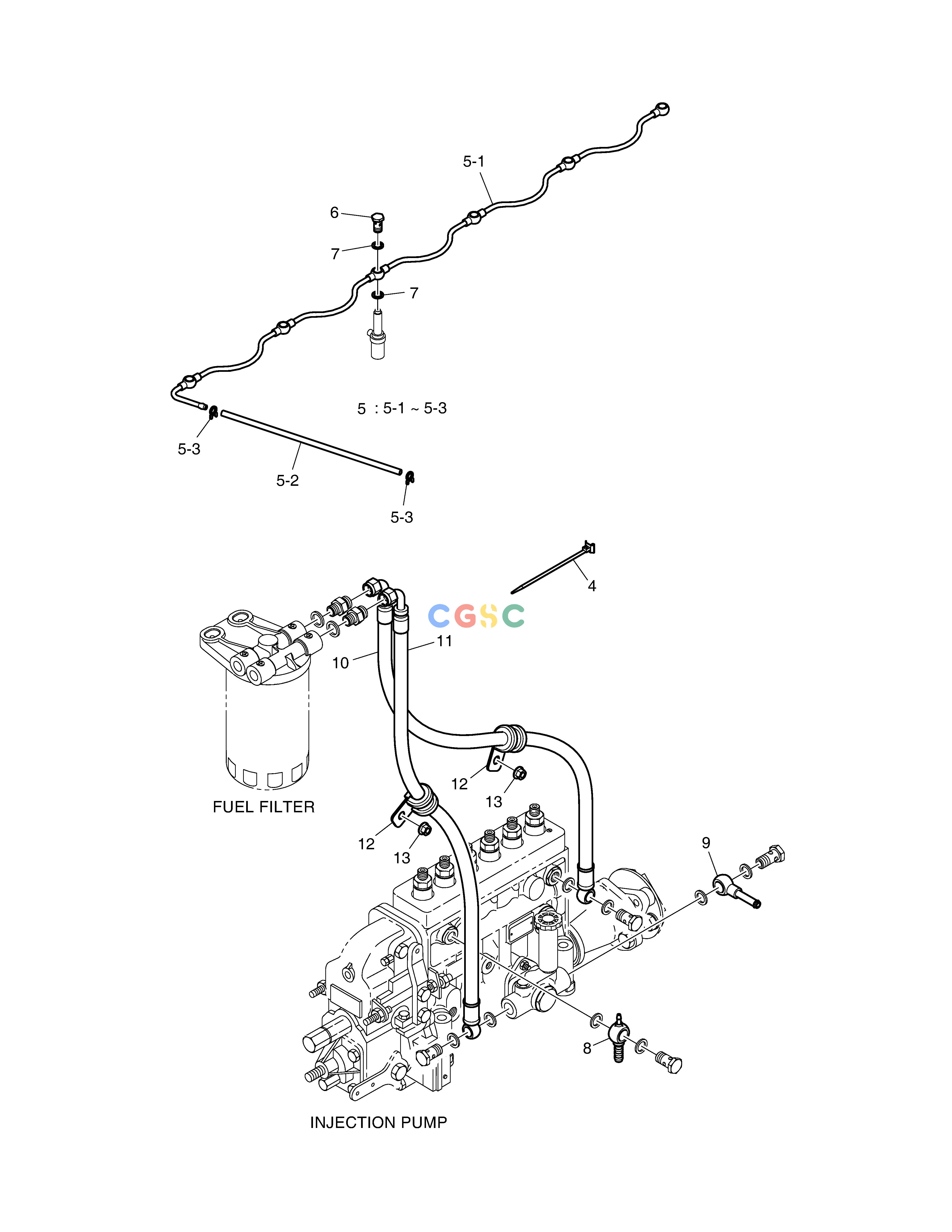 斗山零件查询FUEL PIPE DX360LCA(S/N:5950~) Doosan parts catalog online