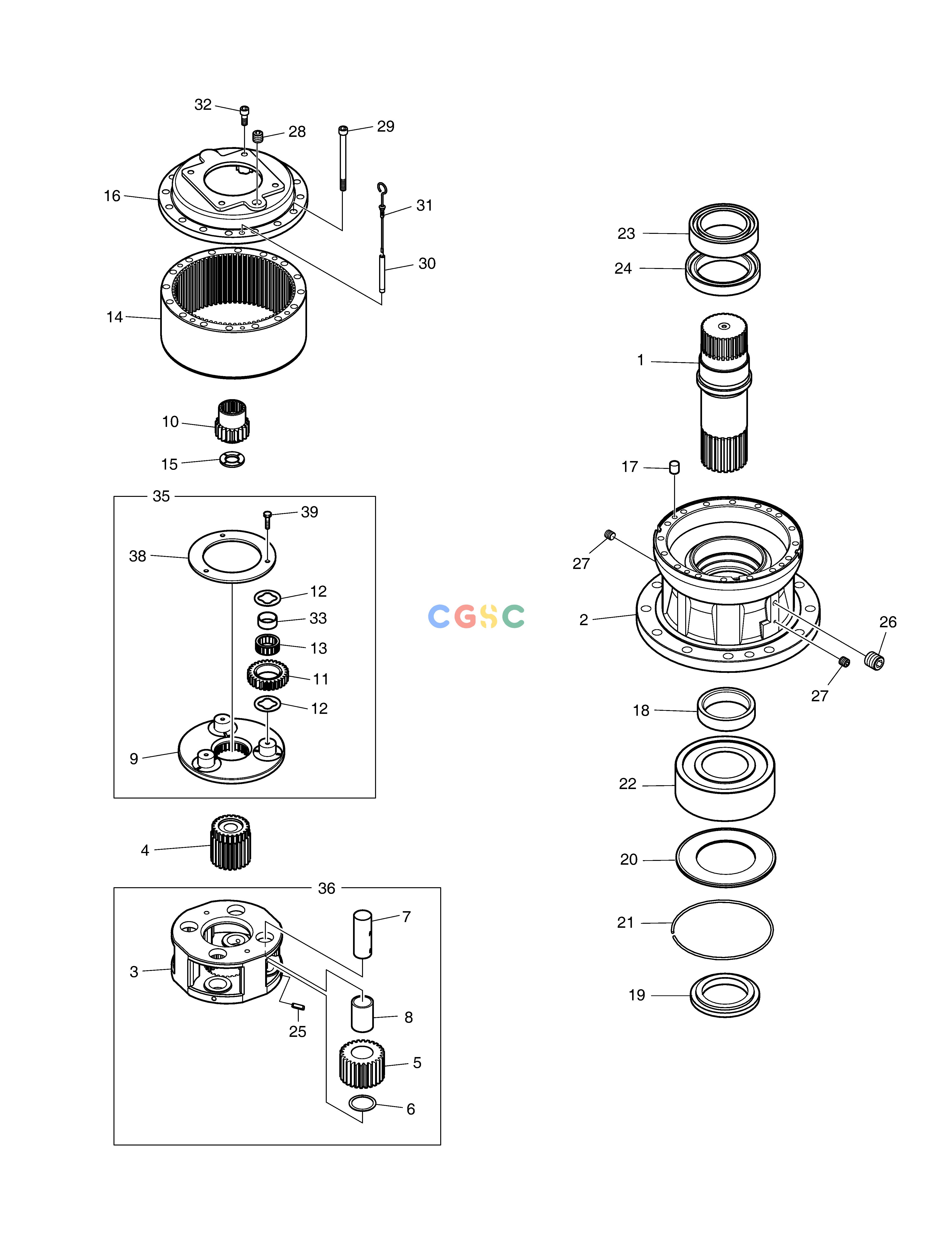 斗山零件查询SWING REDUCTION GEAR DX360LCA(S/N:5950~) Doosan parts catalog online
