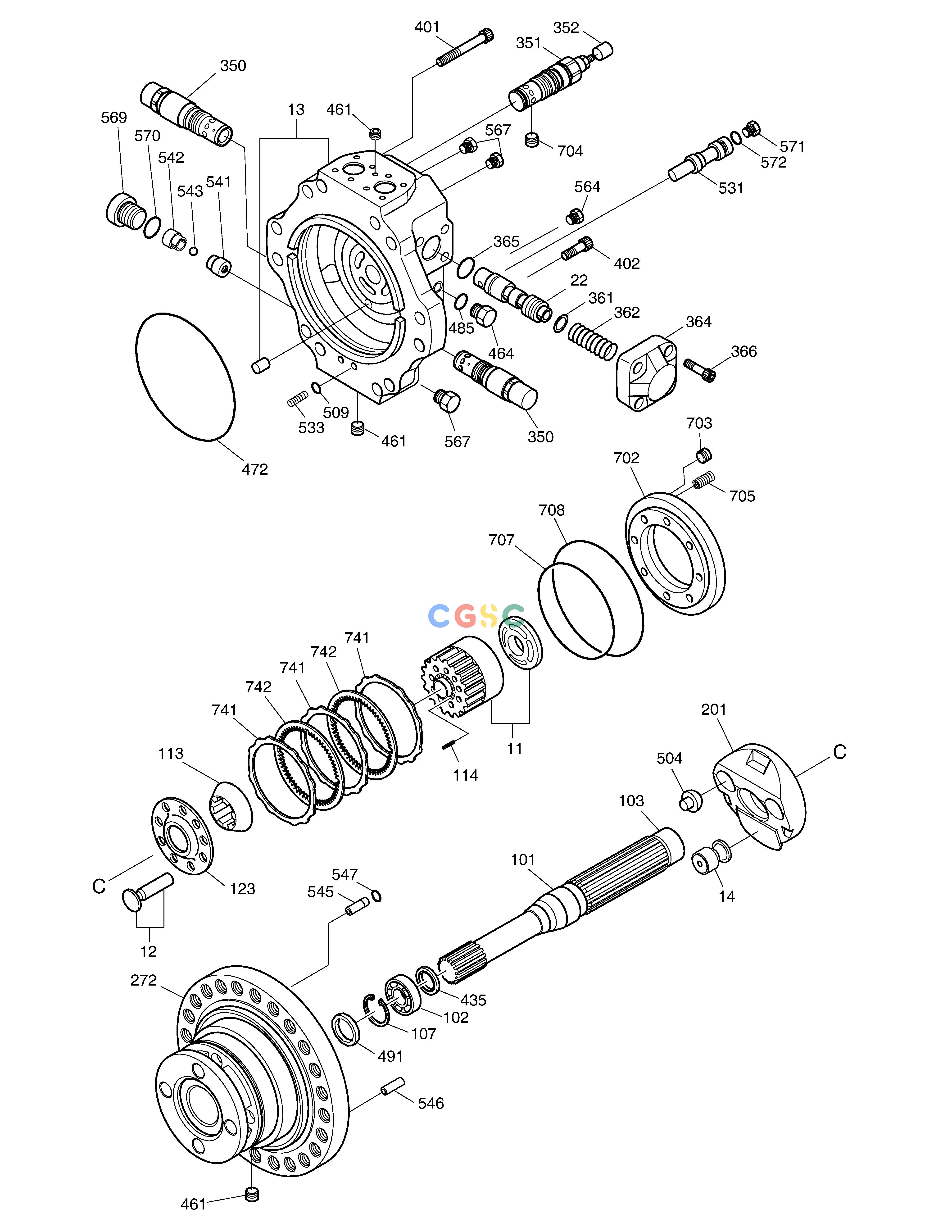 斗山零件查询TRAVEL MOTOR DX360LCA(S/N:5950~) Doosan parts catalog online