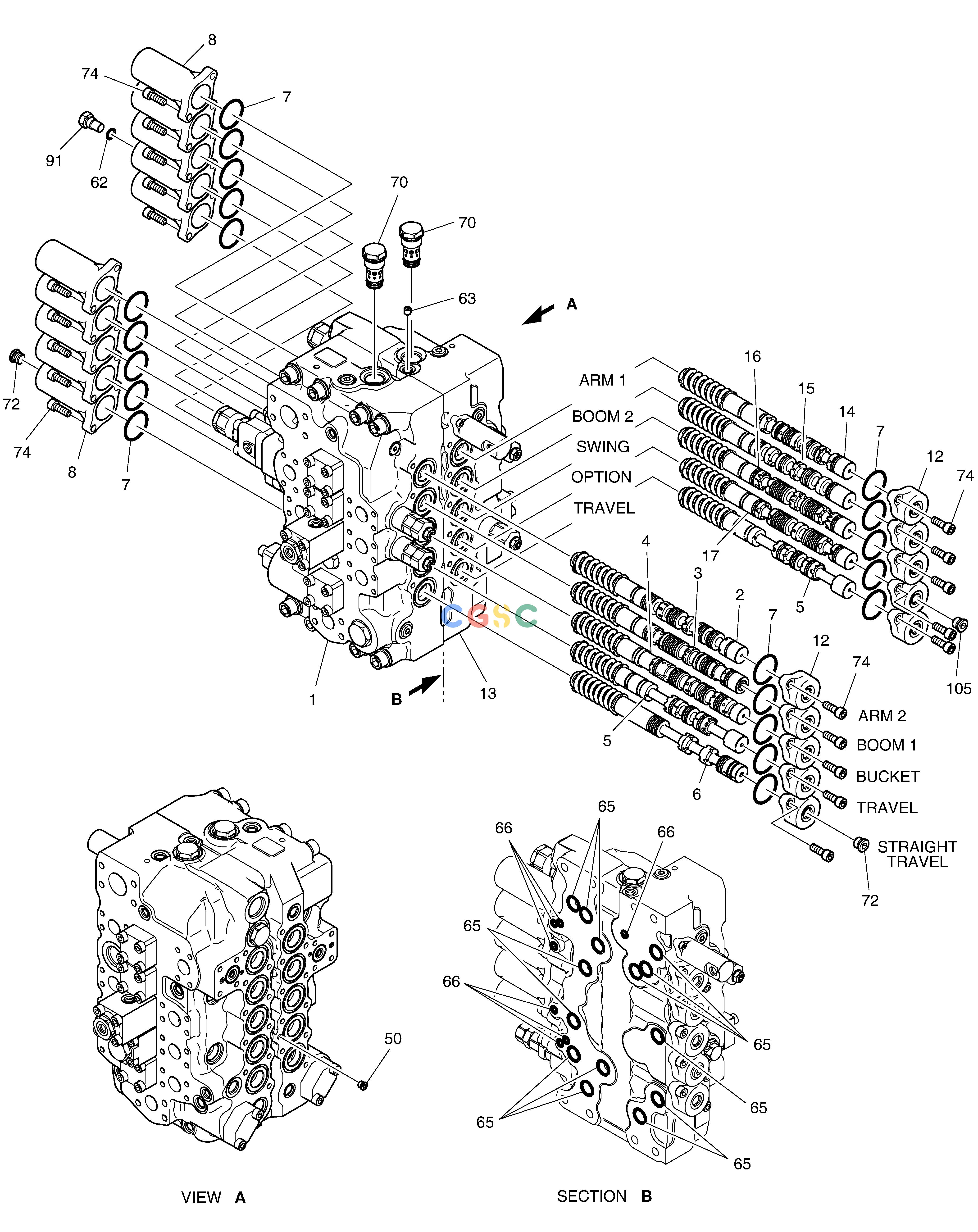 斗山零件查询CONTROL VALVE(2) DX360LCA(S/N:5950~) Doosan parts catalog online