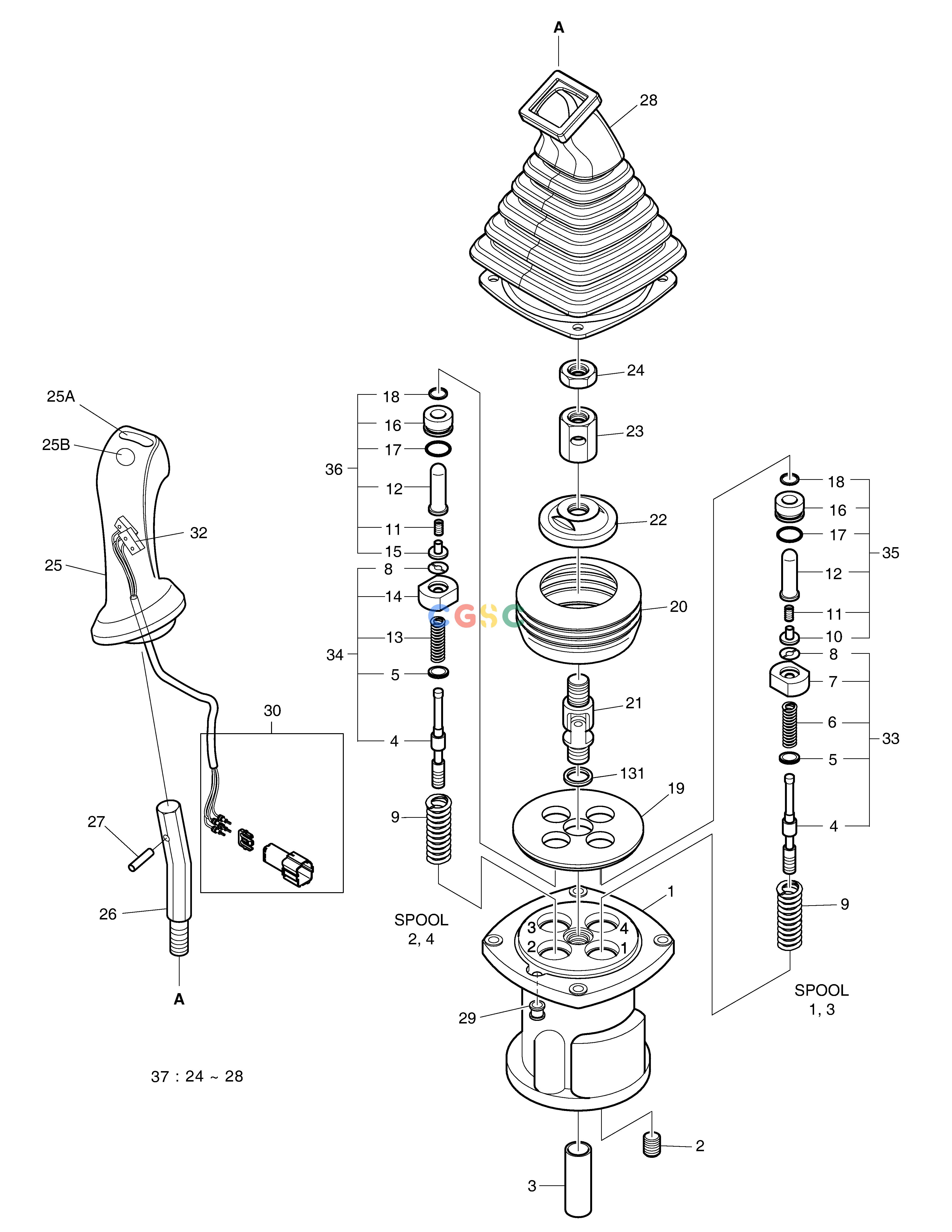 斗山零件查询JOYSTICK VALVE DX360LCA(S/N:5950~) Doosan parts catalog online