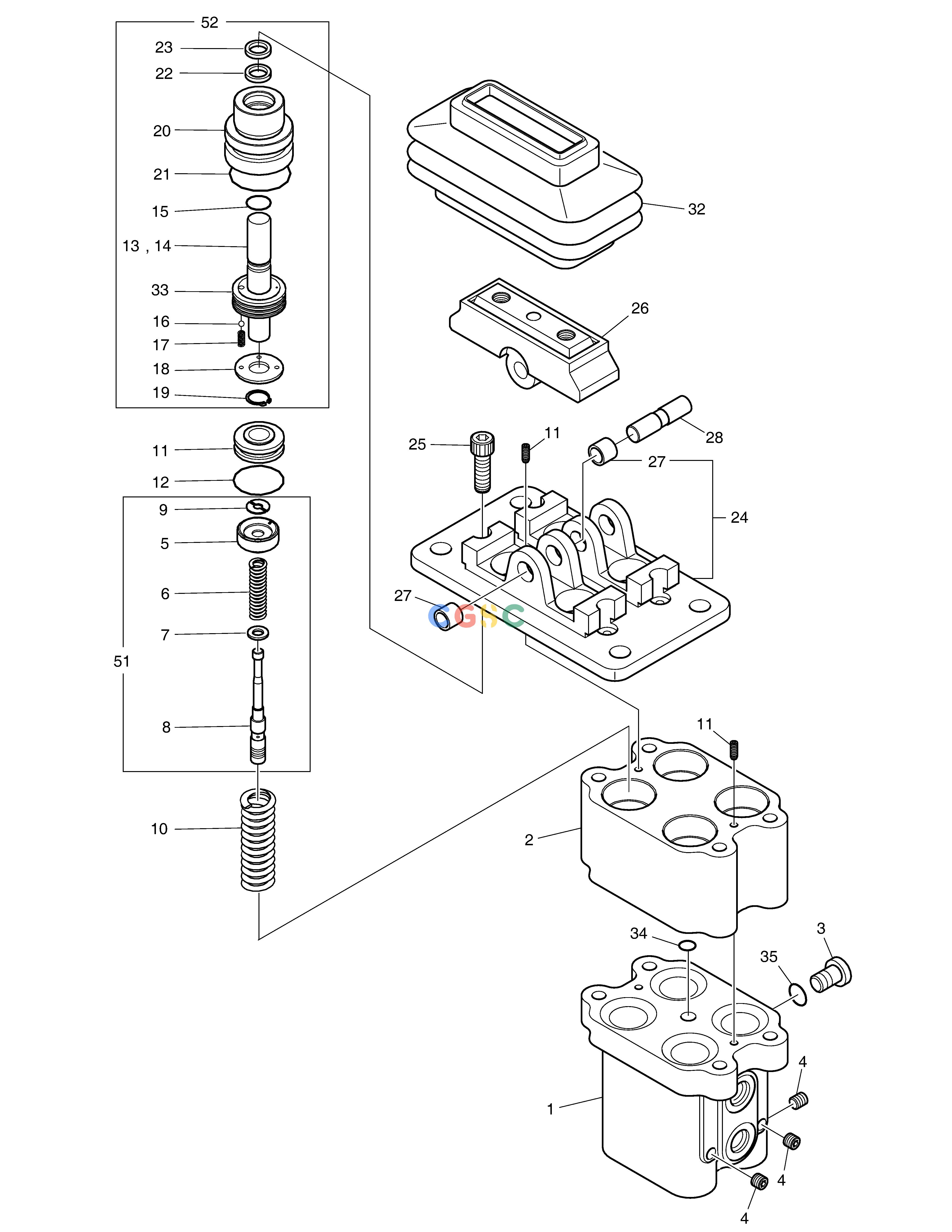 斗山零件查询PEDAL VALVE DX360LCA(S/N:5950~) Doosan parts catalog online