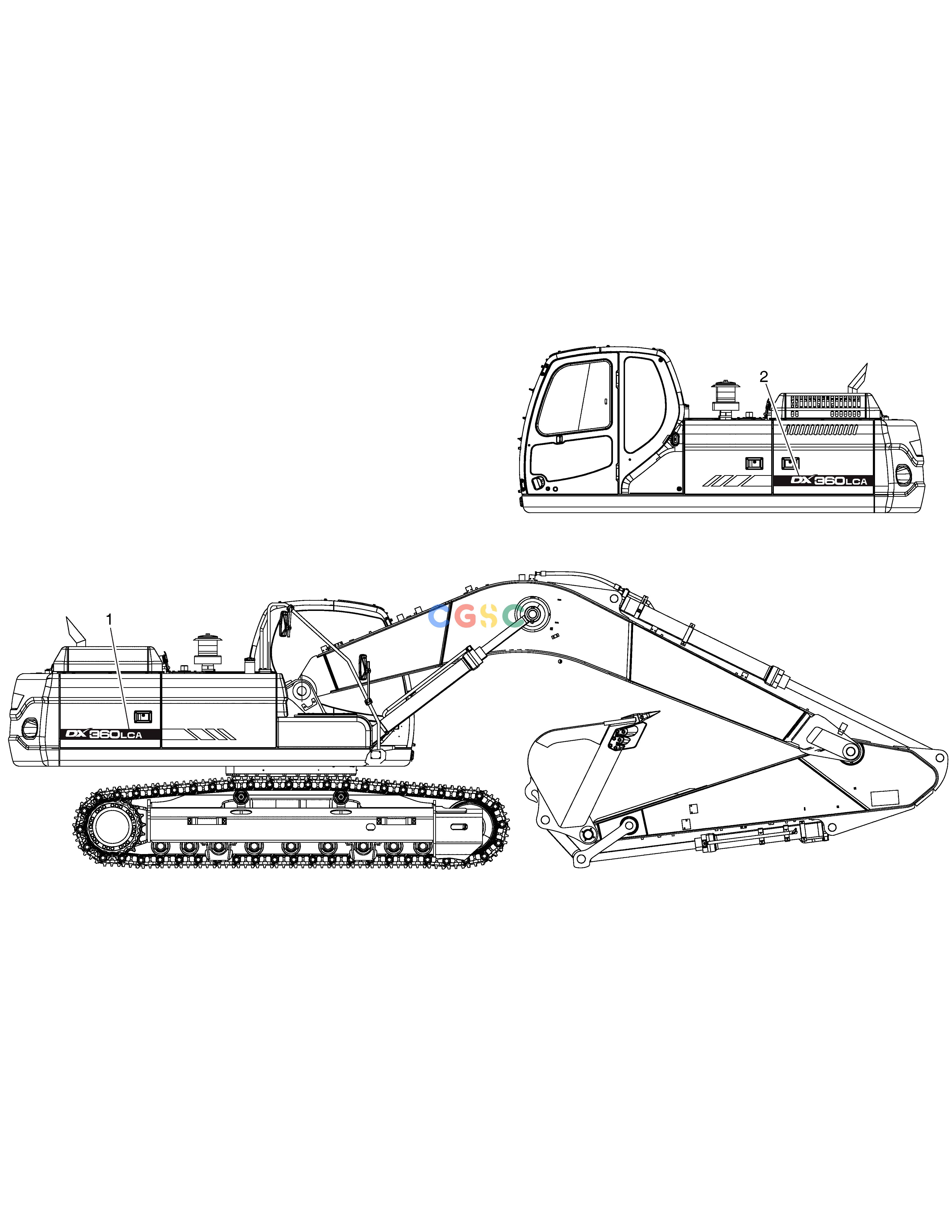 斗山零件查询DECAL - MACHINE NAME DX360LCA(S/N:5950~) Doosan parts catalog online