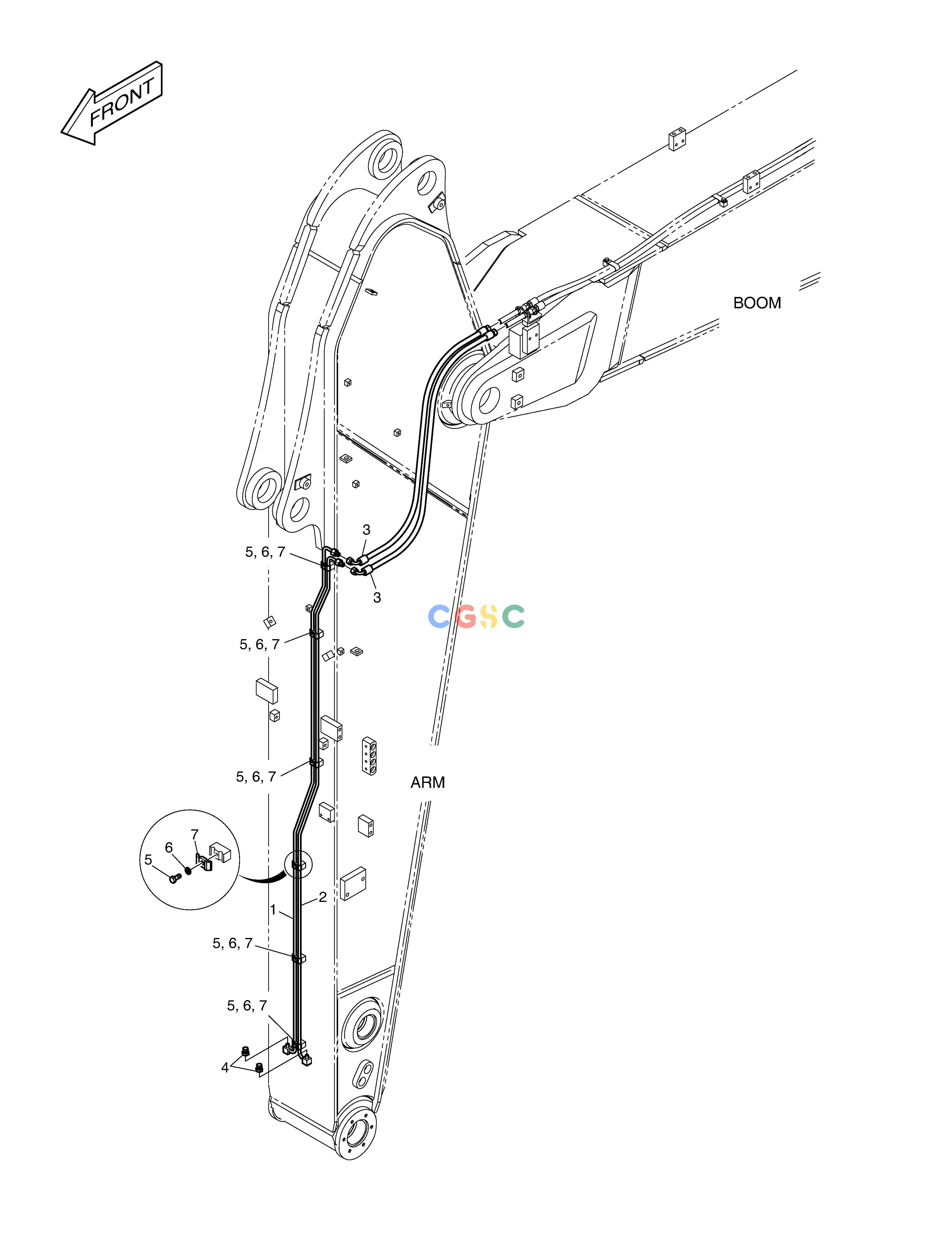 斗山零件查询ARM PIPING - QUICK FIT(ARM 3.2m) DX360LCA(S/N:5950~) Doosan parts catalog online