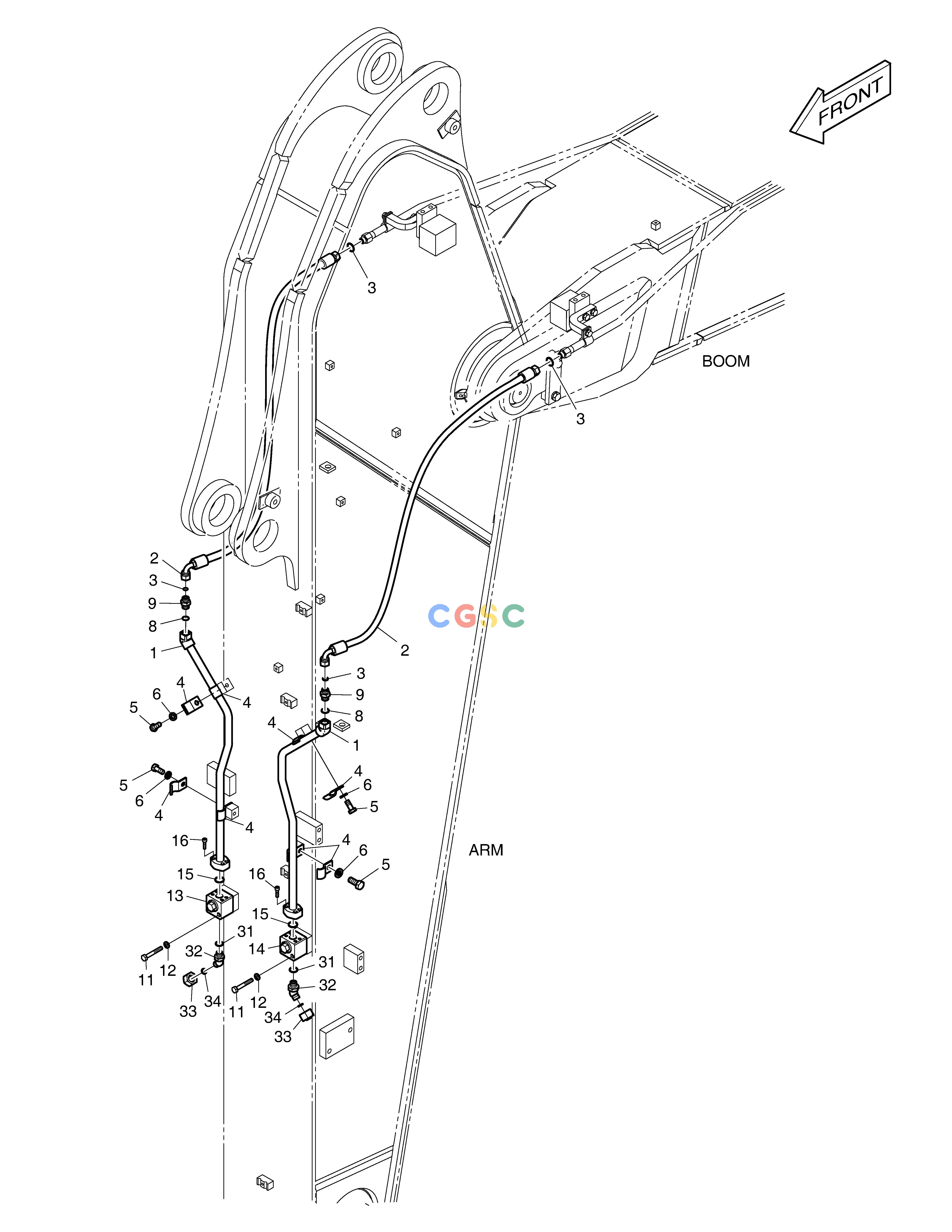 斗山零件查询ARM PIPING - ROTATION(ARM 3.2m) DX360LCA(S/N:5950~) Doosan parts catalog online