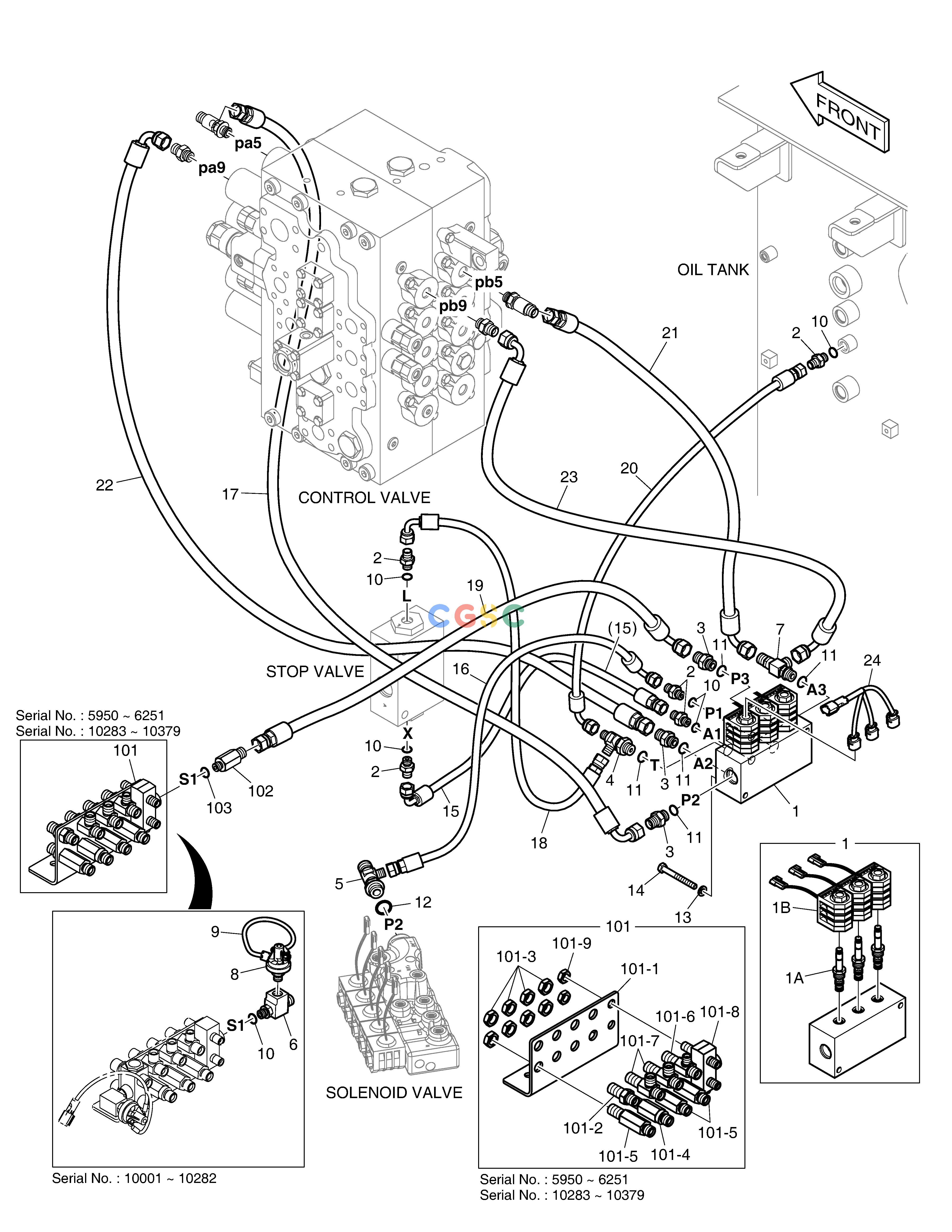 斗山零件查询PILOT PIPING - TWO PUMP DX360LCA(S/N:5950~) Doosan parts catalog online