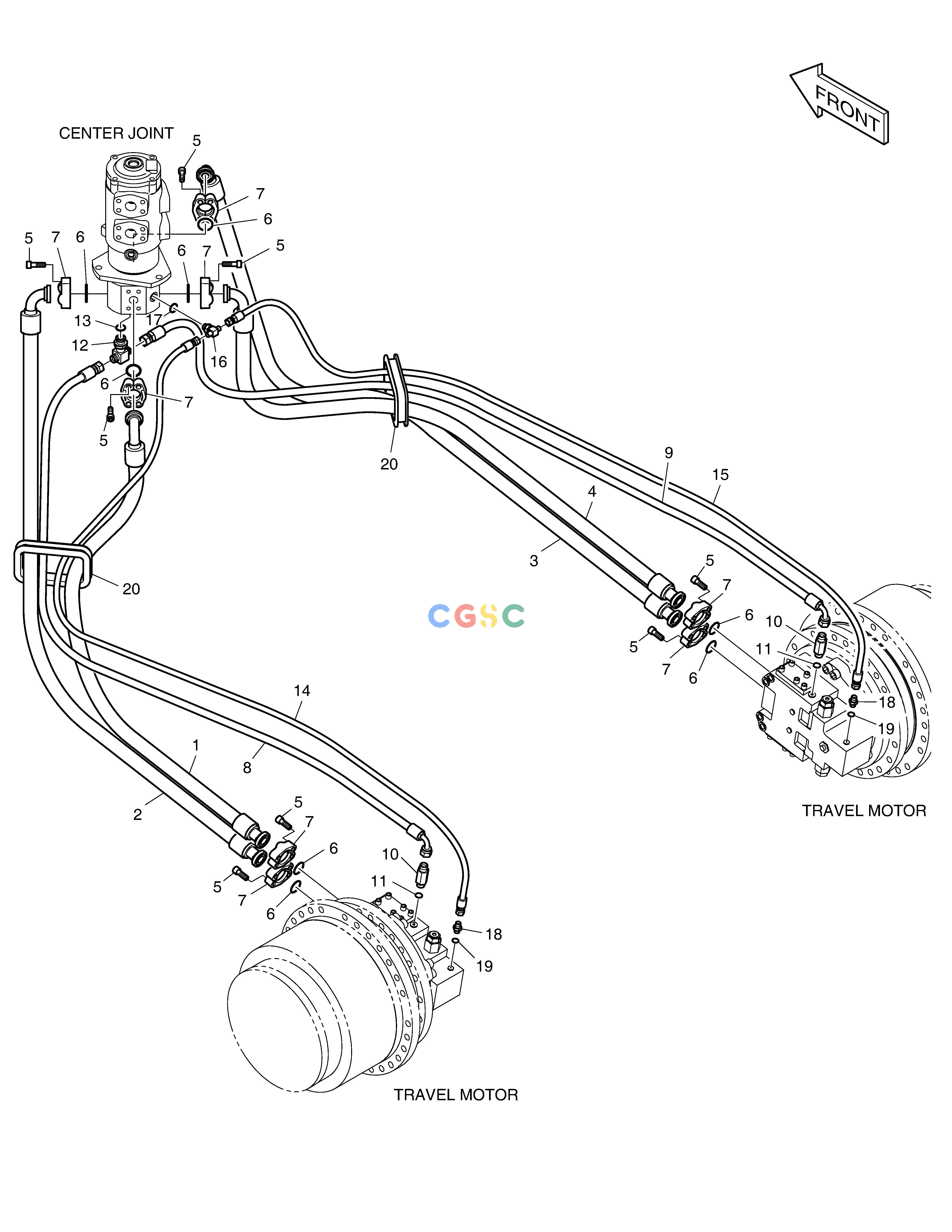 斗山零件查询TRAVEL PIPING - TRACK WIDTH 3m DX360LCA(S/N:5950~) Doosan parts catalog online
