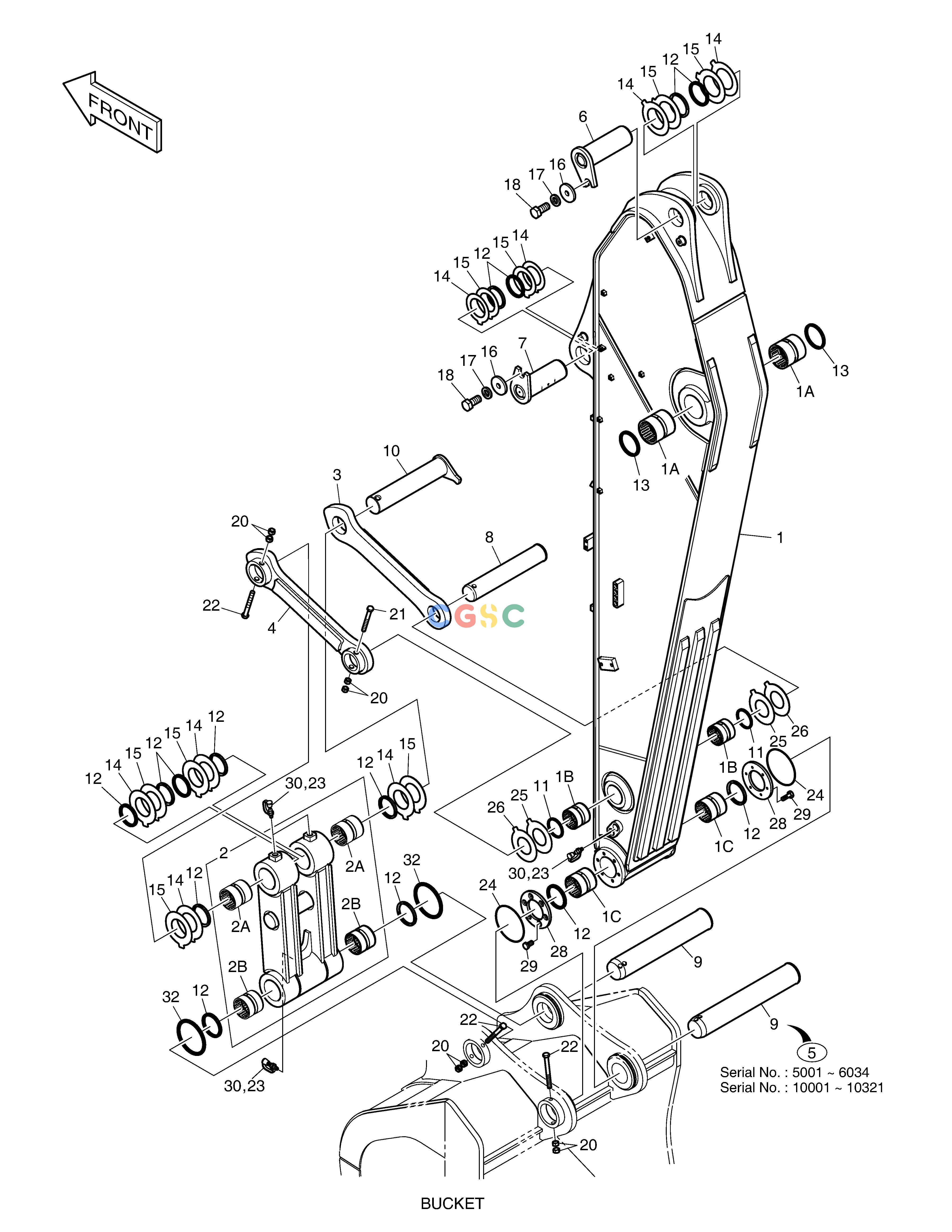斗山零件查询ARM - 3.2m(HEAVY DUTY) DX360LCA(S/N:5950~) Doosan parts catalog online