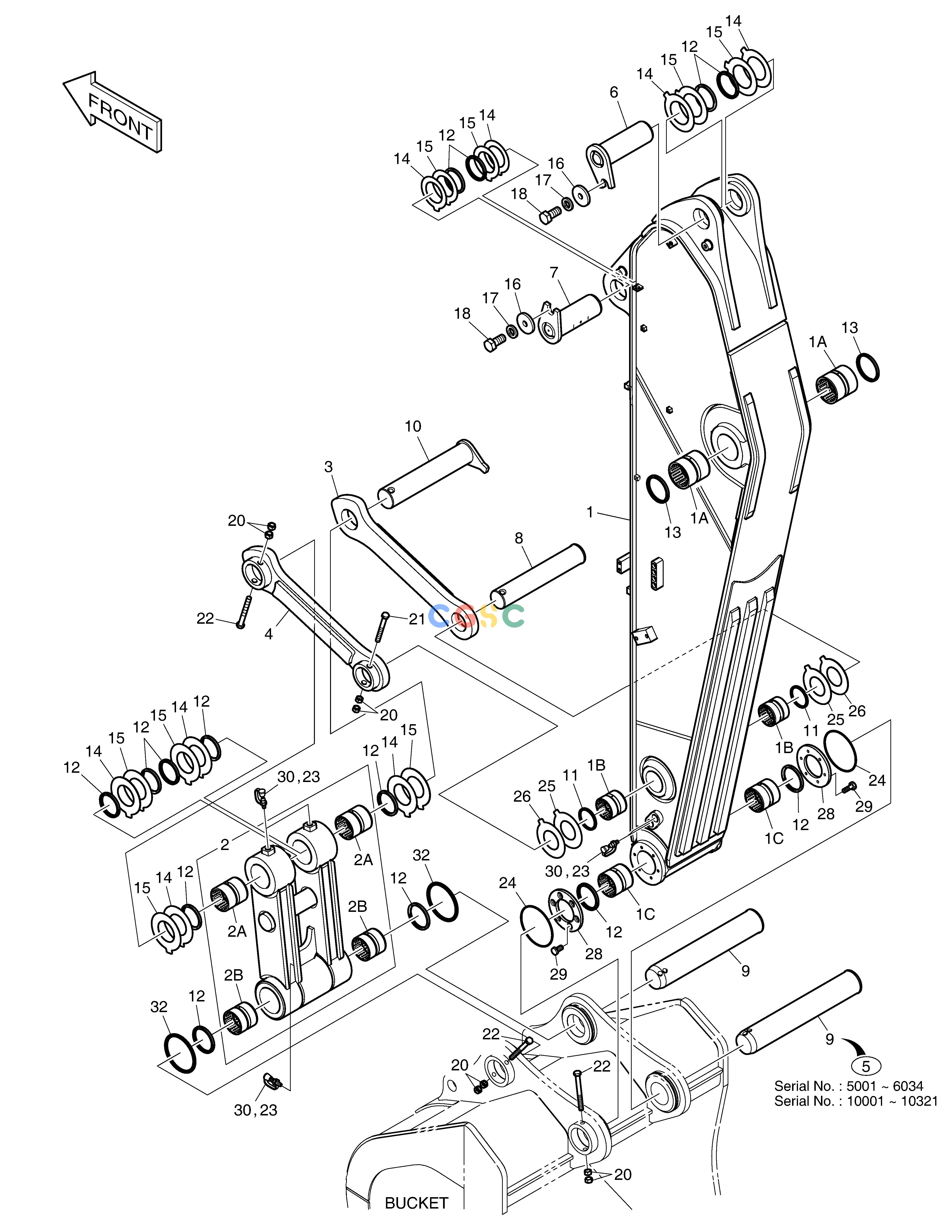 斗山零件查询ARM - 2.6m DX360LCA(S/N:5950~) Doosan parts catalog online