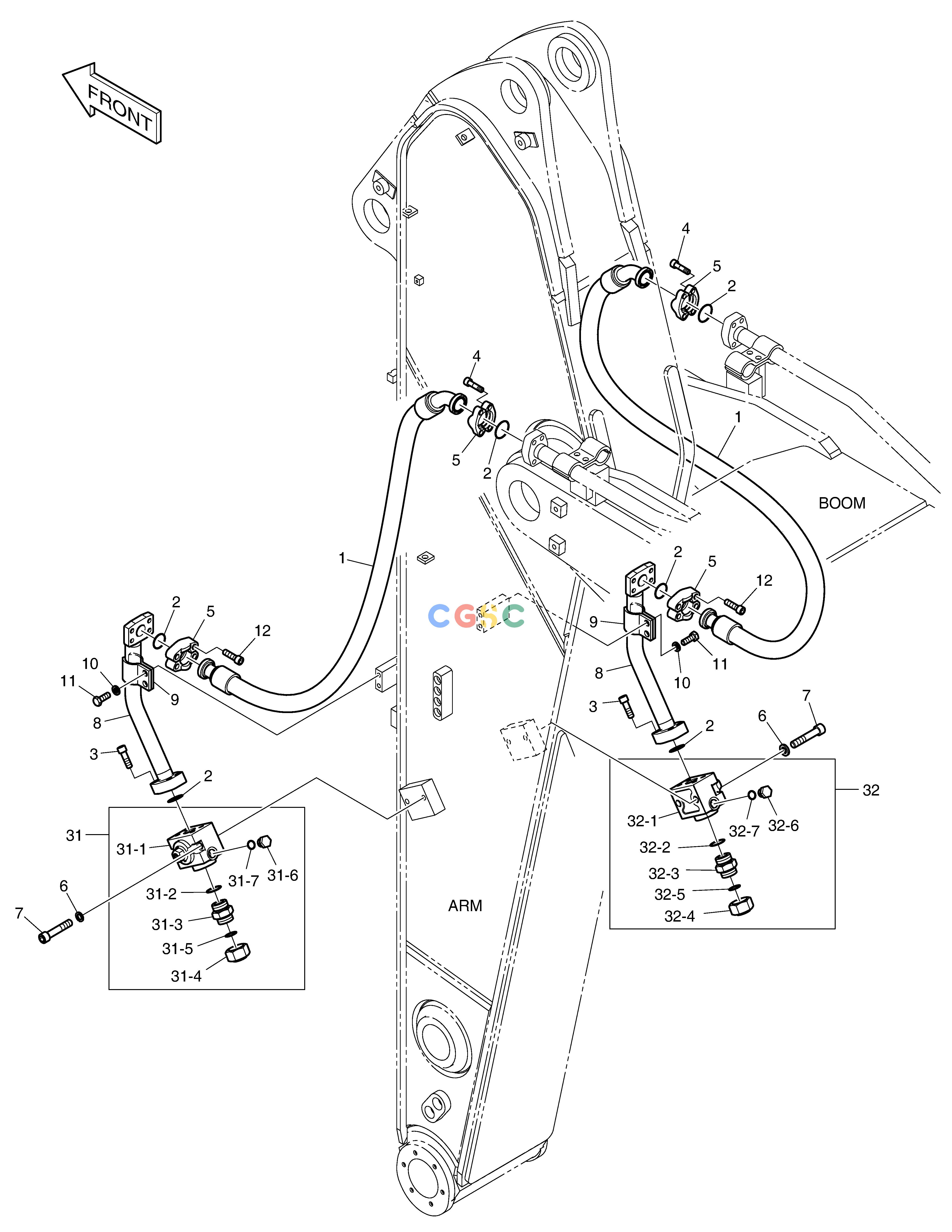 斗山零件查询ARM PIPING - ONE & TWO WAY(ARM 2.6m) DX360LCA(S/N:5950~) Doosan parts catalog online
